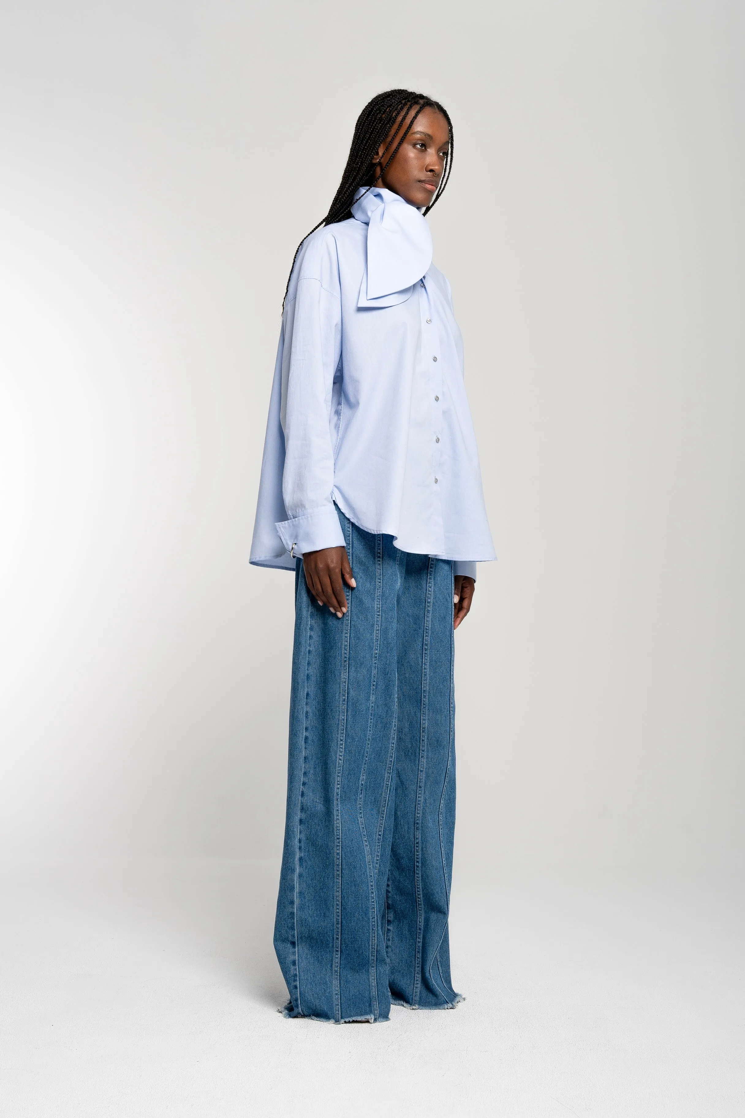 BLUE DENIM BOYFRIEND TROUSERS WITH SEAM LINES sold by Marques ’ Almeida product image thumbnail 5