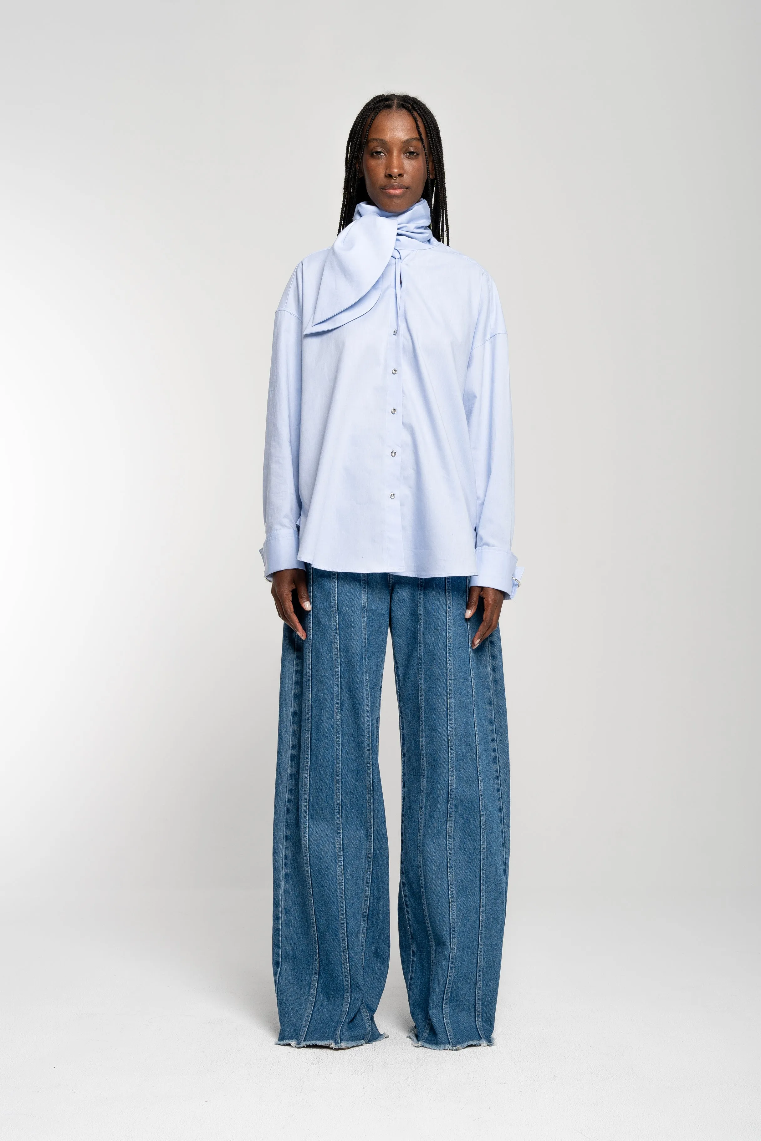 BLUE DENIM BOYFRIEND TROUSERS WITH SEAM LINES sold by Marques ’ Almeida product image thumbnail 4