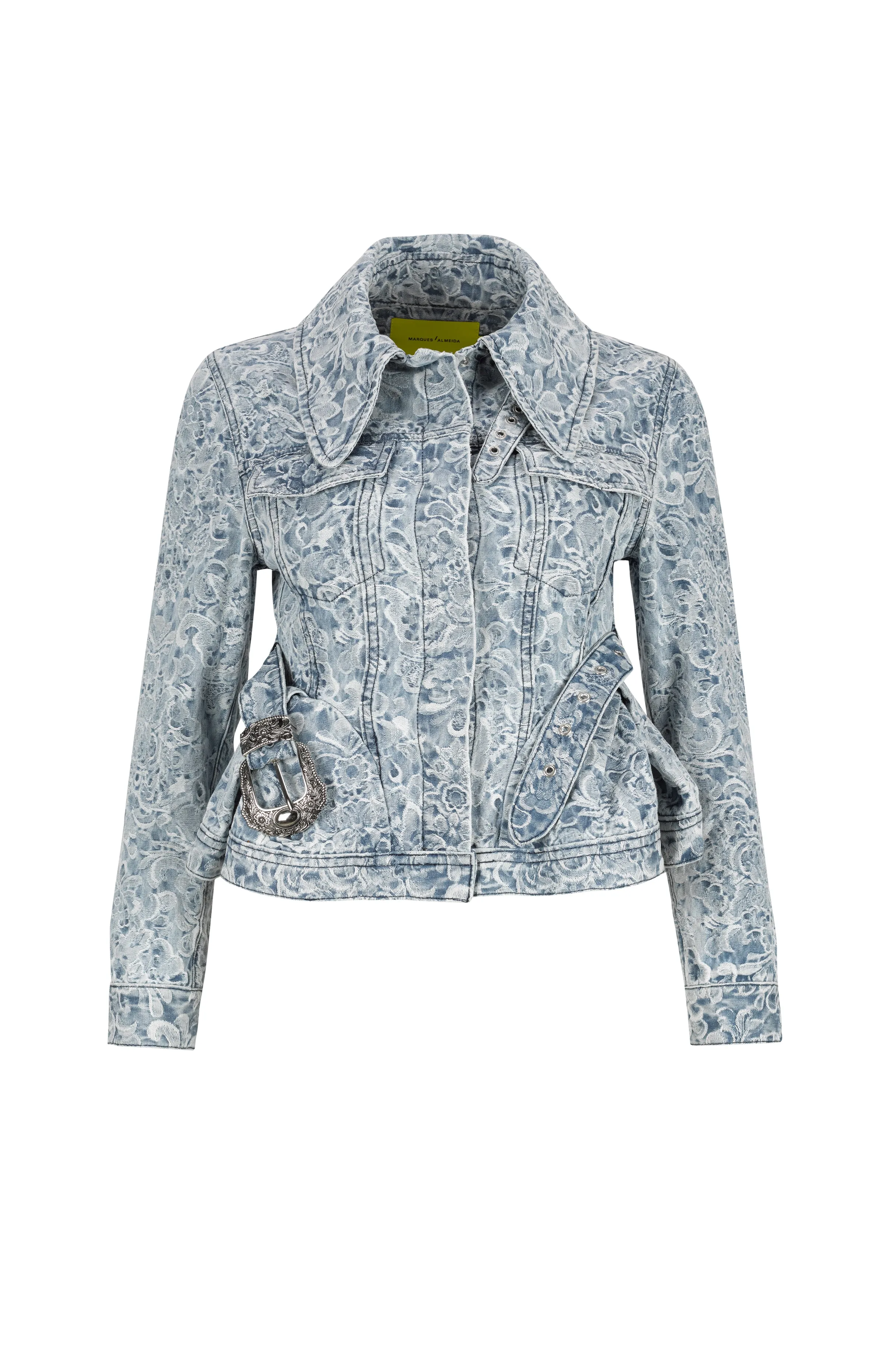 LIGHT BLUE FITTED JACKET WITH EMBELLISHMENT BELT sold by Marques ’ Almeida product image thumbnail 2