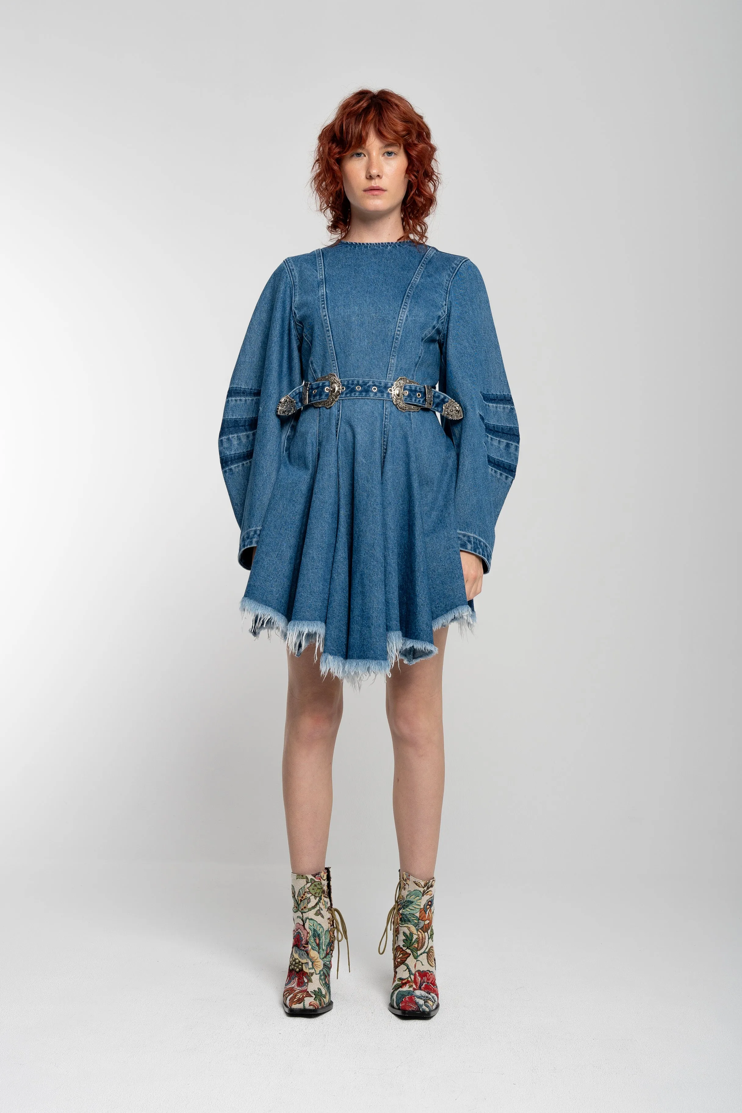 DENIM SHORT DRESS WITH ROUND SLEEVES sold by Marques ’ Almeida product image thumbnail 4