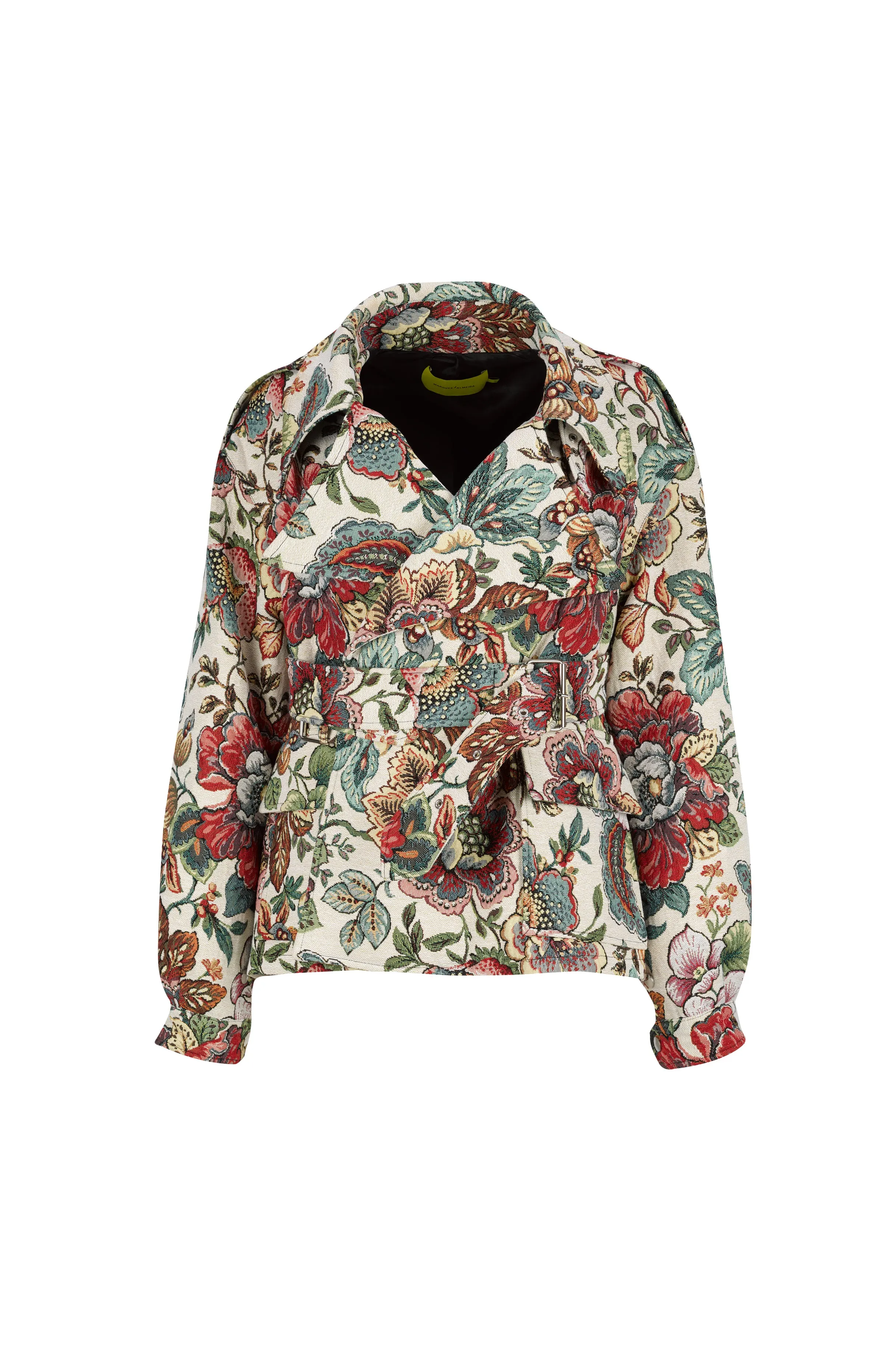 WHITE BROCADE CROPPED TRENCH COAT STYLE JACKET sold by Marques ’ Almeida product image thumbnail 2