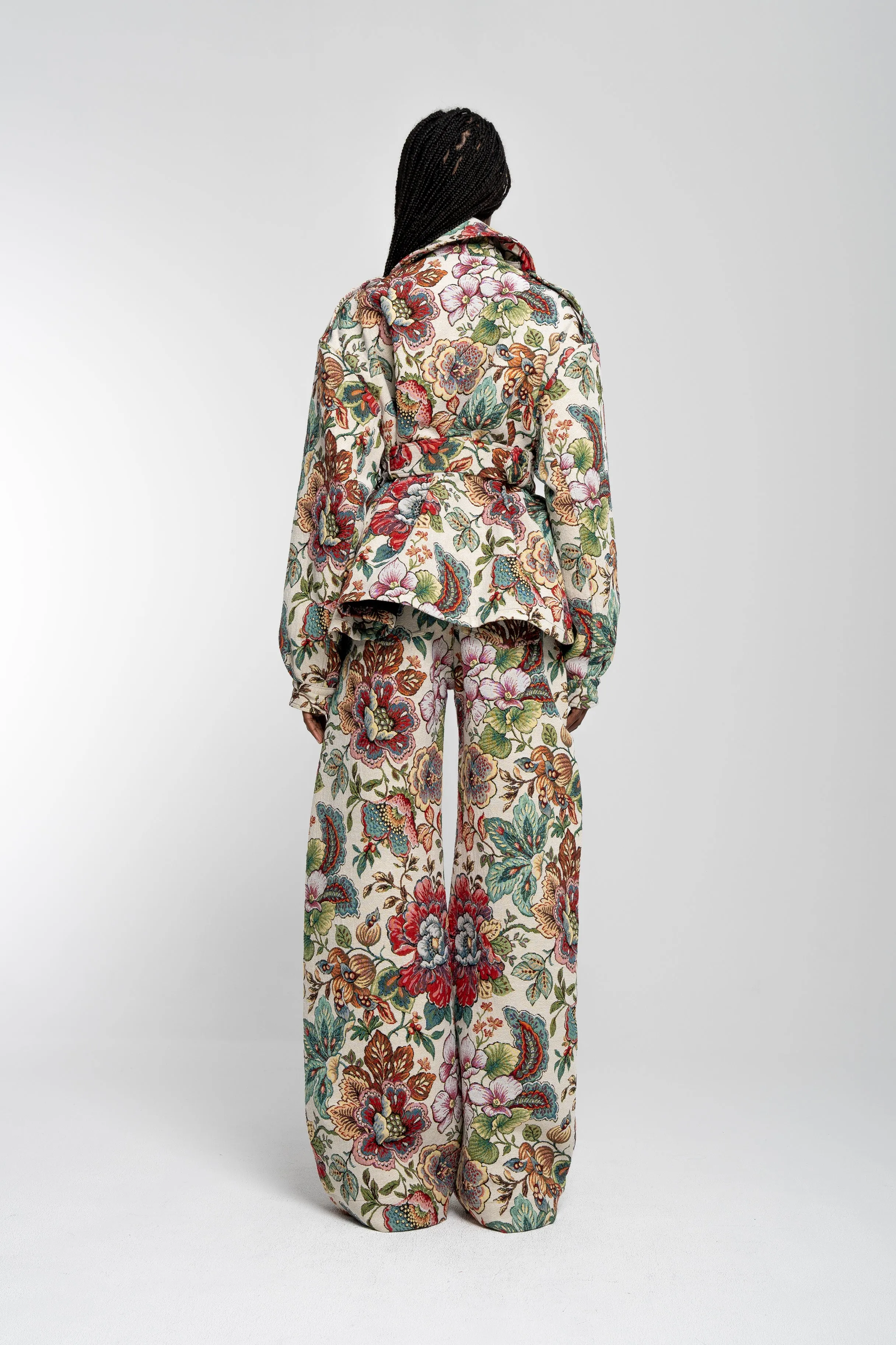 WHITE BROCADE CROPPED TRENCH COAT STYLE JACKET sold by Marques ’ Almeida product image thumbnail 3