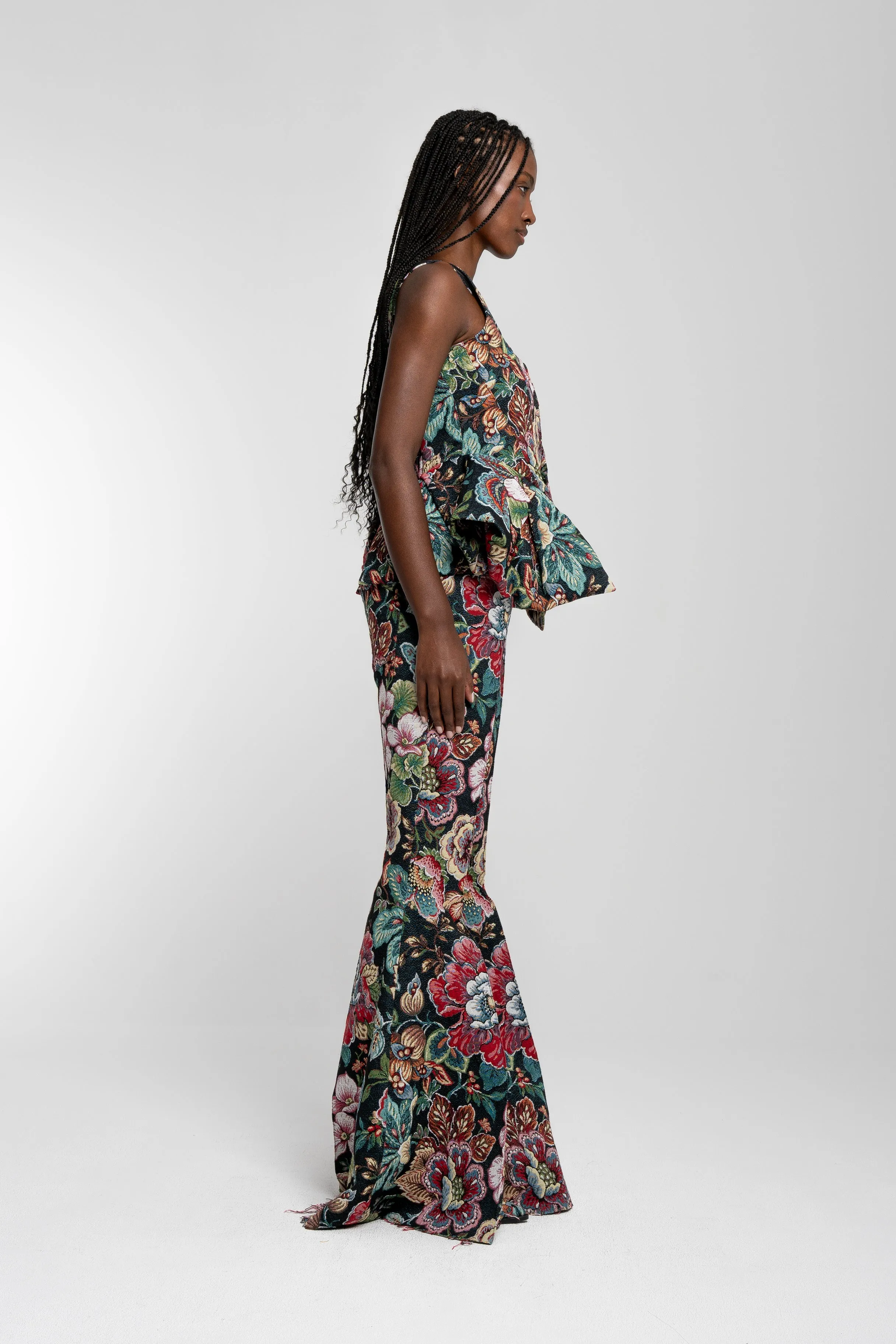 BLACK BROCADE EXTREME FLARE TROUSERS sold by Marques ’ Almeida product image thumbnail 5