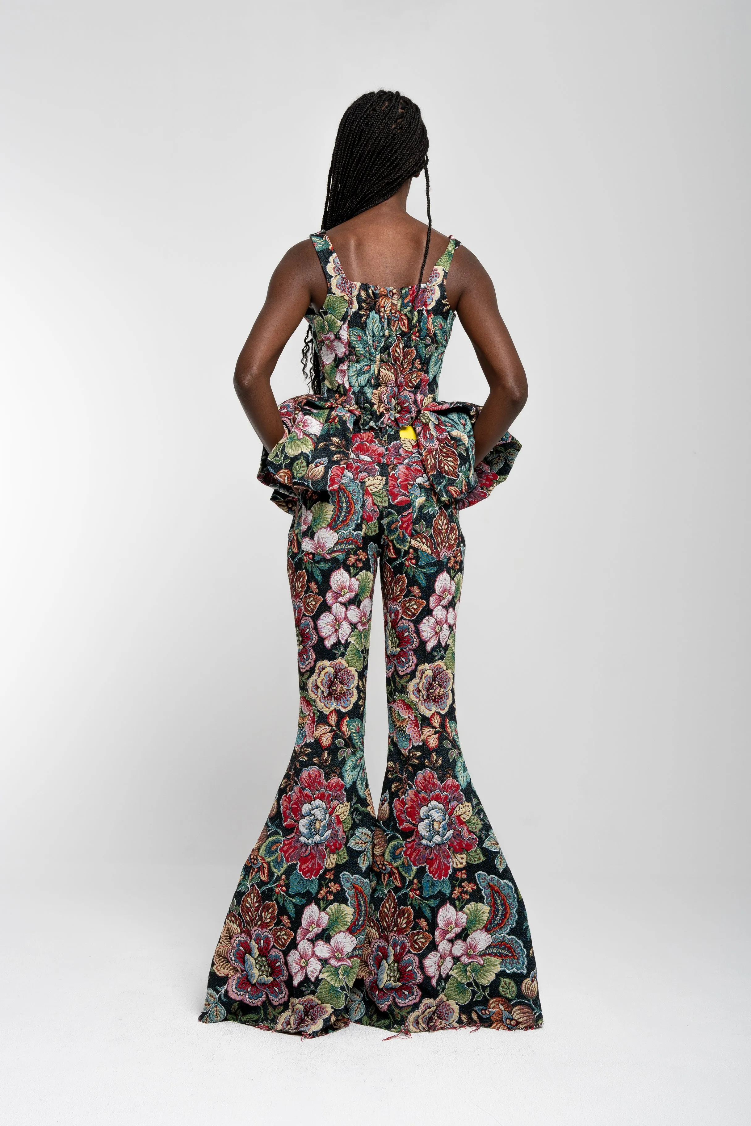 BLACK BROCADE EXTREME FLARE TROUSERS sold by Marques ’ Almeida product image thumbnail 3