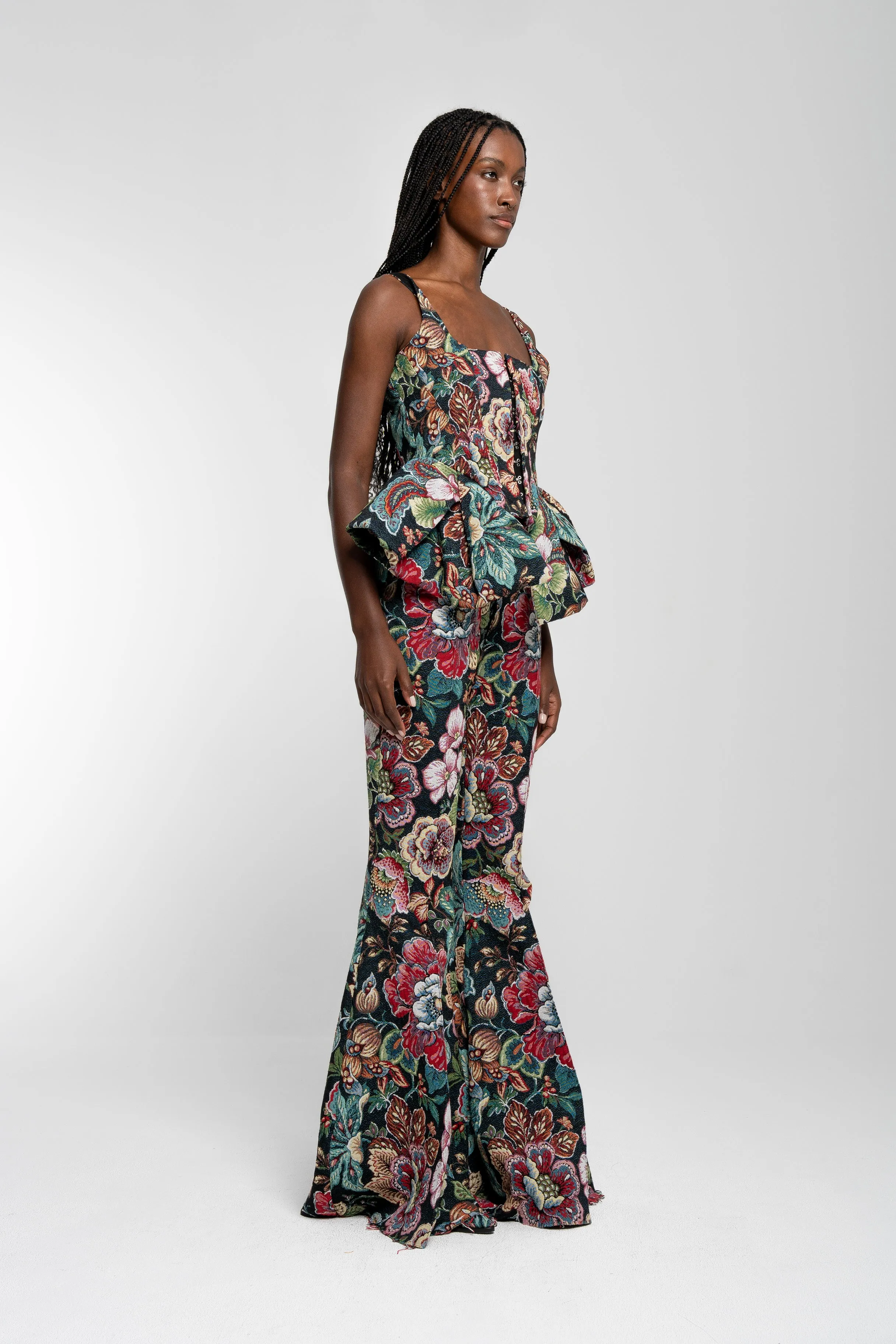 BLACK BROCADE EXTREME FLARE TROUSERS sold by Marques ’ Almeida product image thumbnail 4