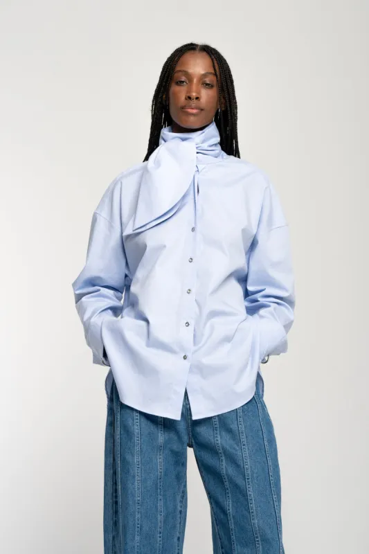LIGHT BLUE LOOSE FIT TIE SHIRT sold by Marques ’ Almeida