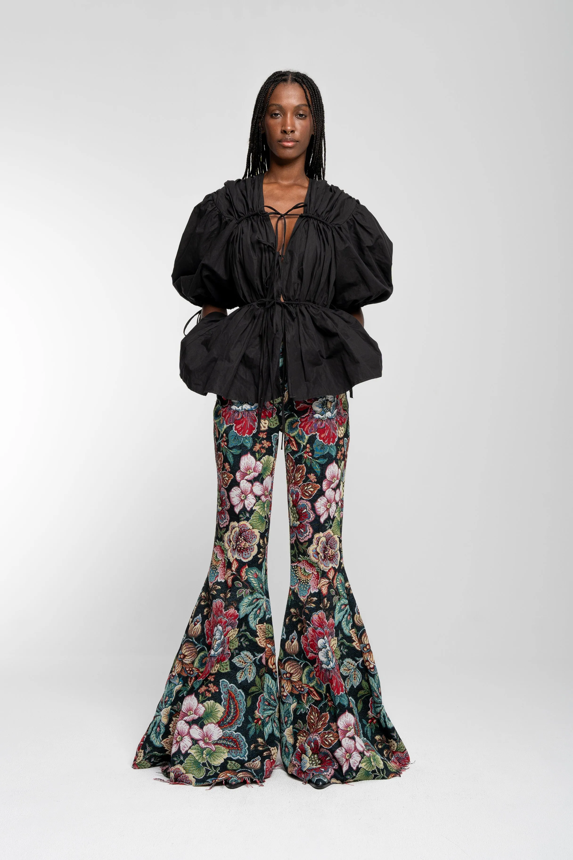 BLACK WRINKLED COTTON LACES RUCHED BLOUSE sold by Marques ’ Almeida product image thumbnail 4