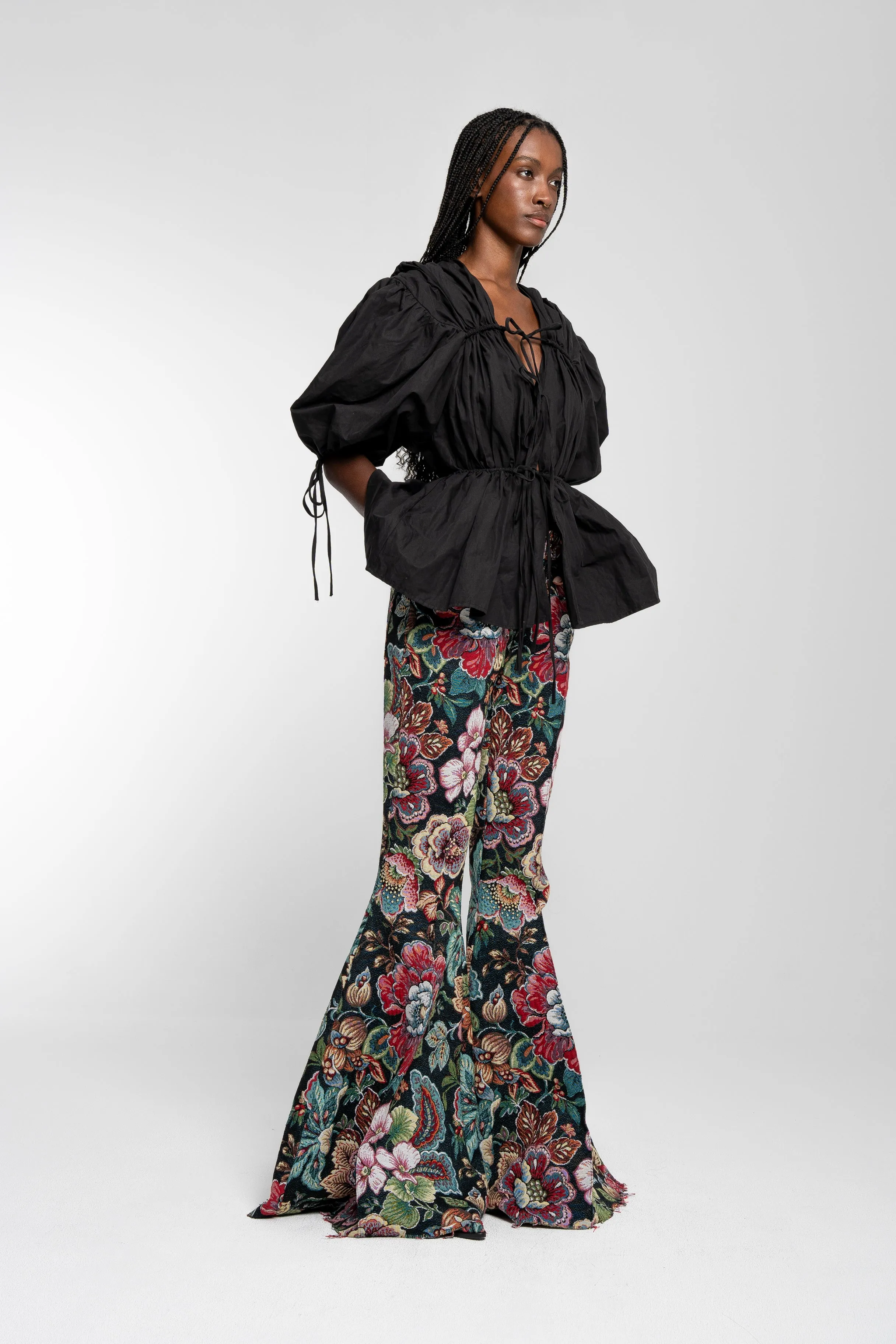 BLACK WRINKLED COTTON LACES RUCHED BLOUSE sold by Marques ’ Almeida product image thumbnail 5