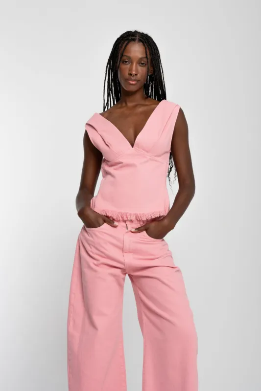 PINK DRILL FITTED OFF SHOULDER TOP made by Marques ’ Almeida