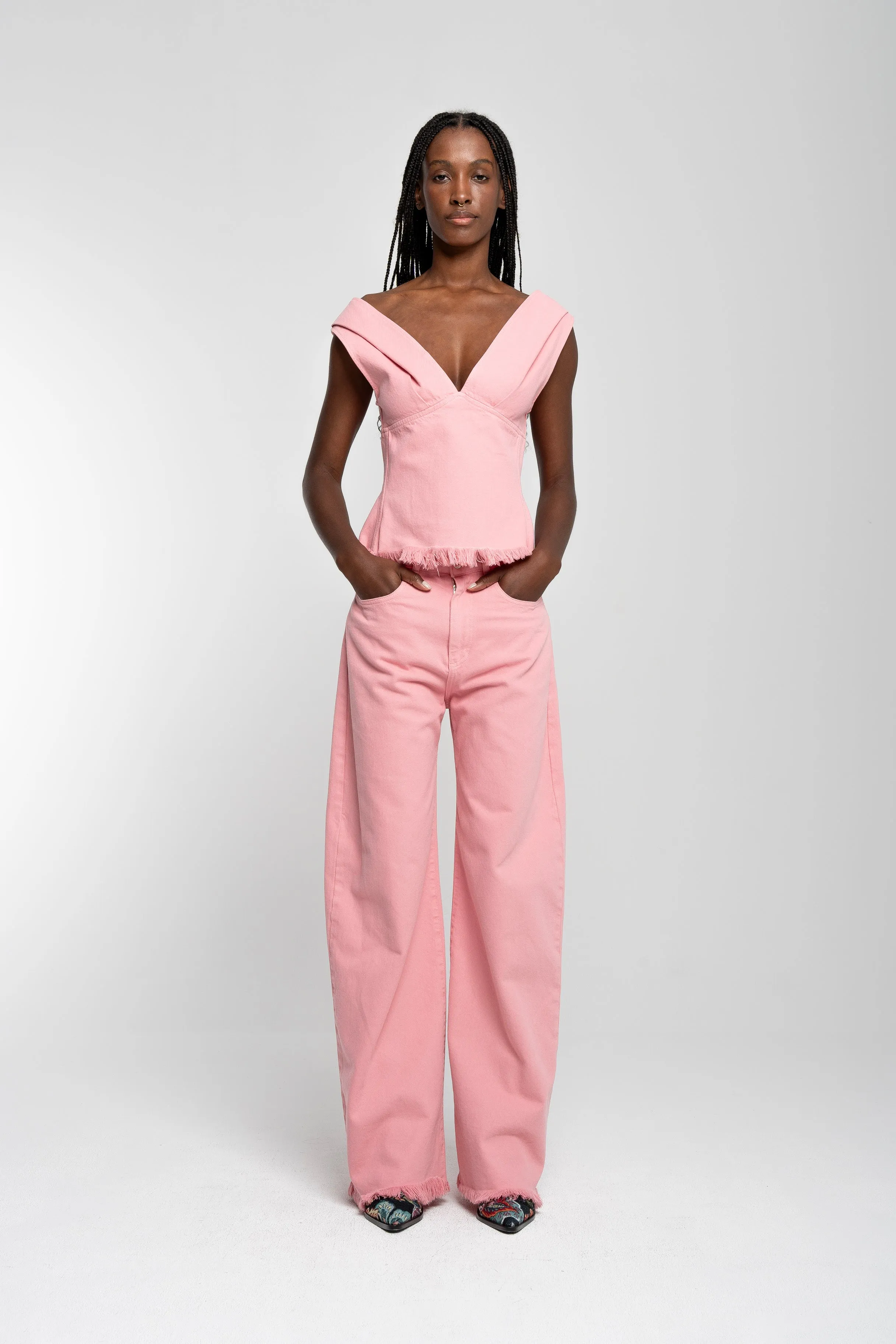 PINK DRILL BOYFRIEND TROUSERS sold by Marques ’ Almeida
