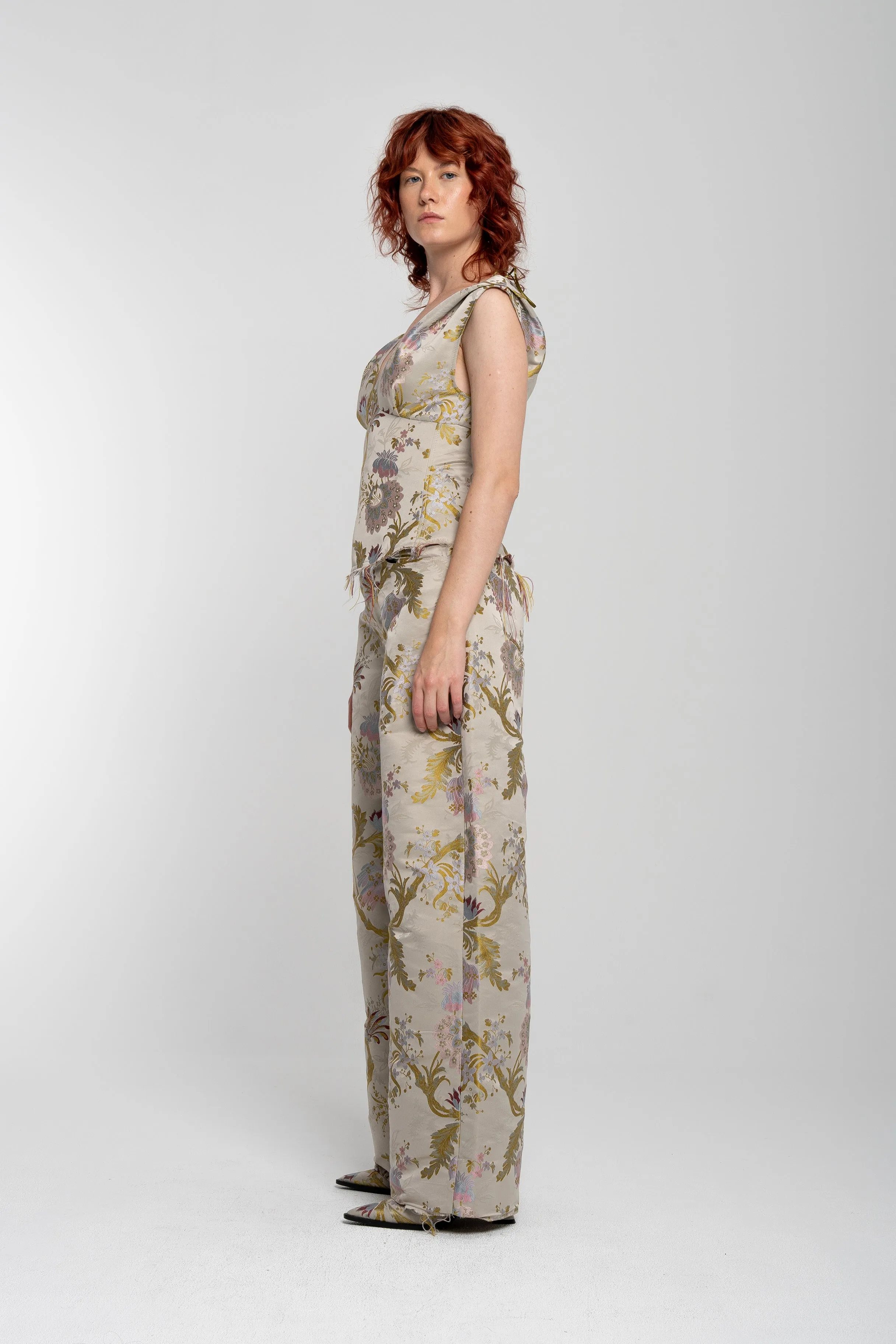 GREY FLORAL BROCADE BOYFRIEND TROUSERS sold by Marques ’ Almeida product image thumbnail 5