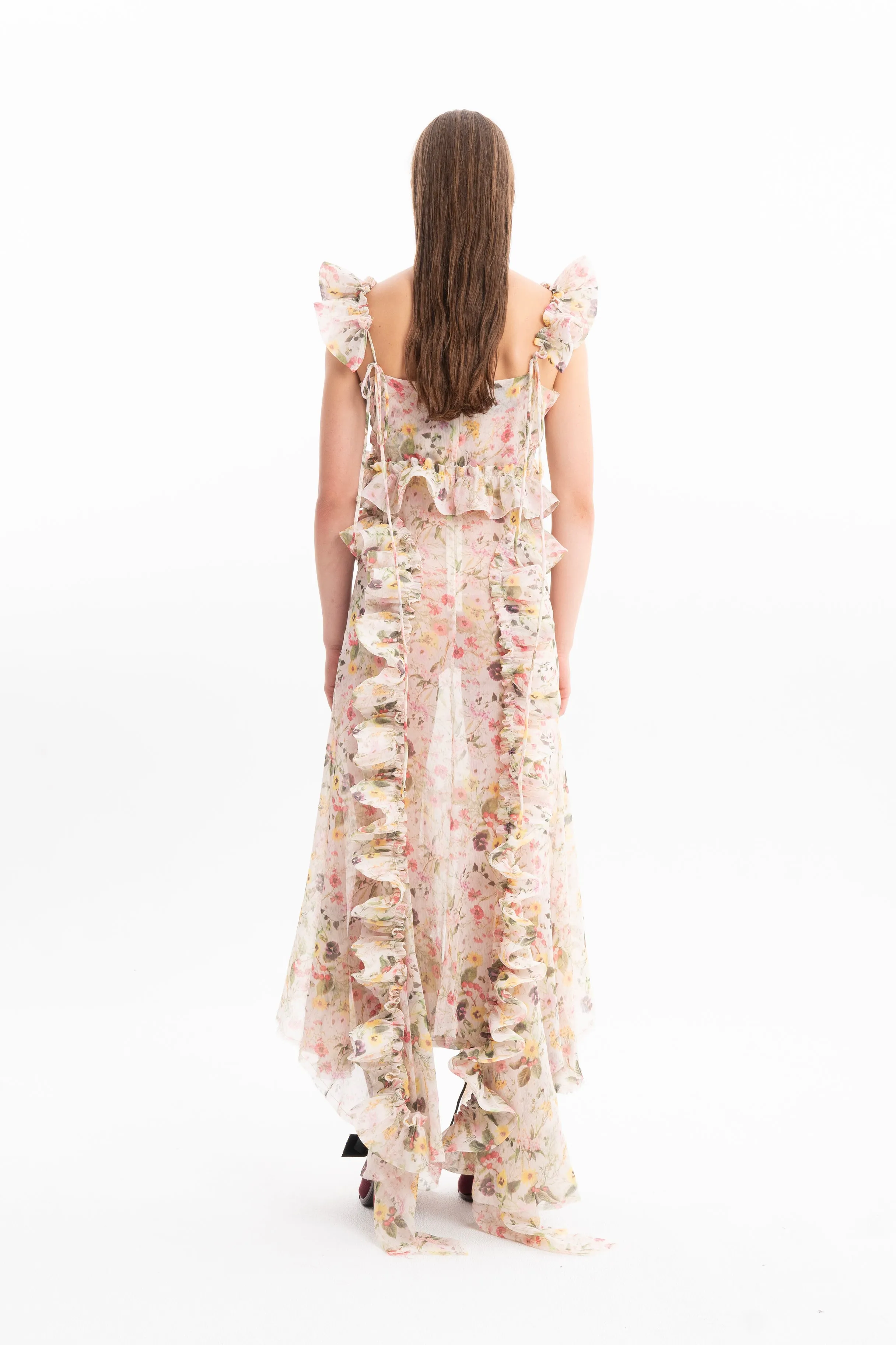 PRINTED CHIFFON STRUCTURED RUFFLES MIDI DRESS sold by Marques ’ Almeida product image thumbnail 2