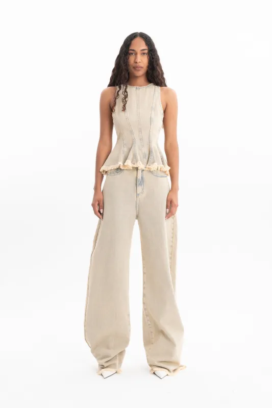 BEIGE OVERDYE DENIM BOYFRIEND JEANS sold by Marques ’ Almeida