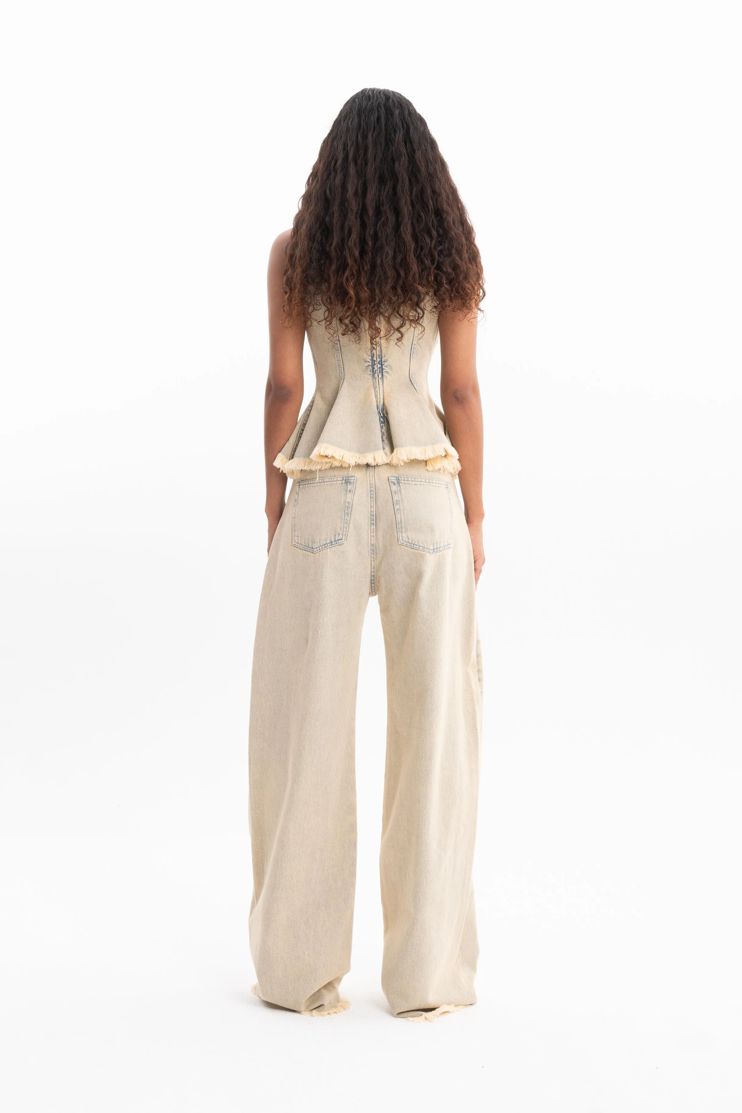 BEIGE OVERDYE DENIM BOYFRIEND TROUSERS sold by Marques ’ Almeida product image thumbnail 2
