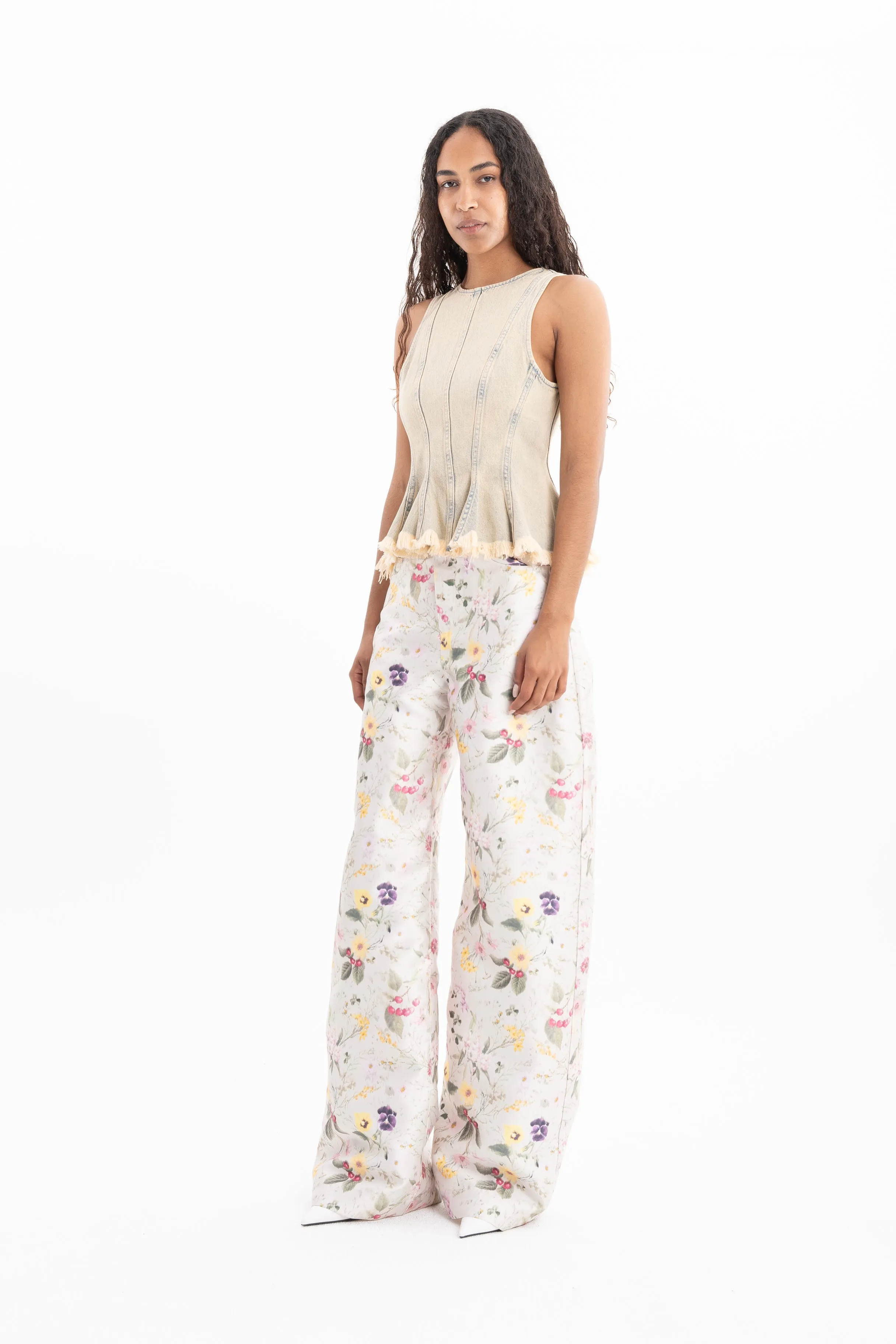 BEIGE OVERDYE DENIM TANK TOP WITH SEAMS sold by Marques ’ Almeida product image thumbnail 4
