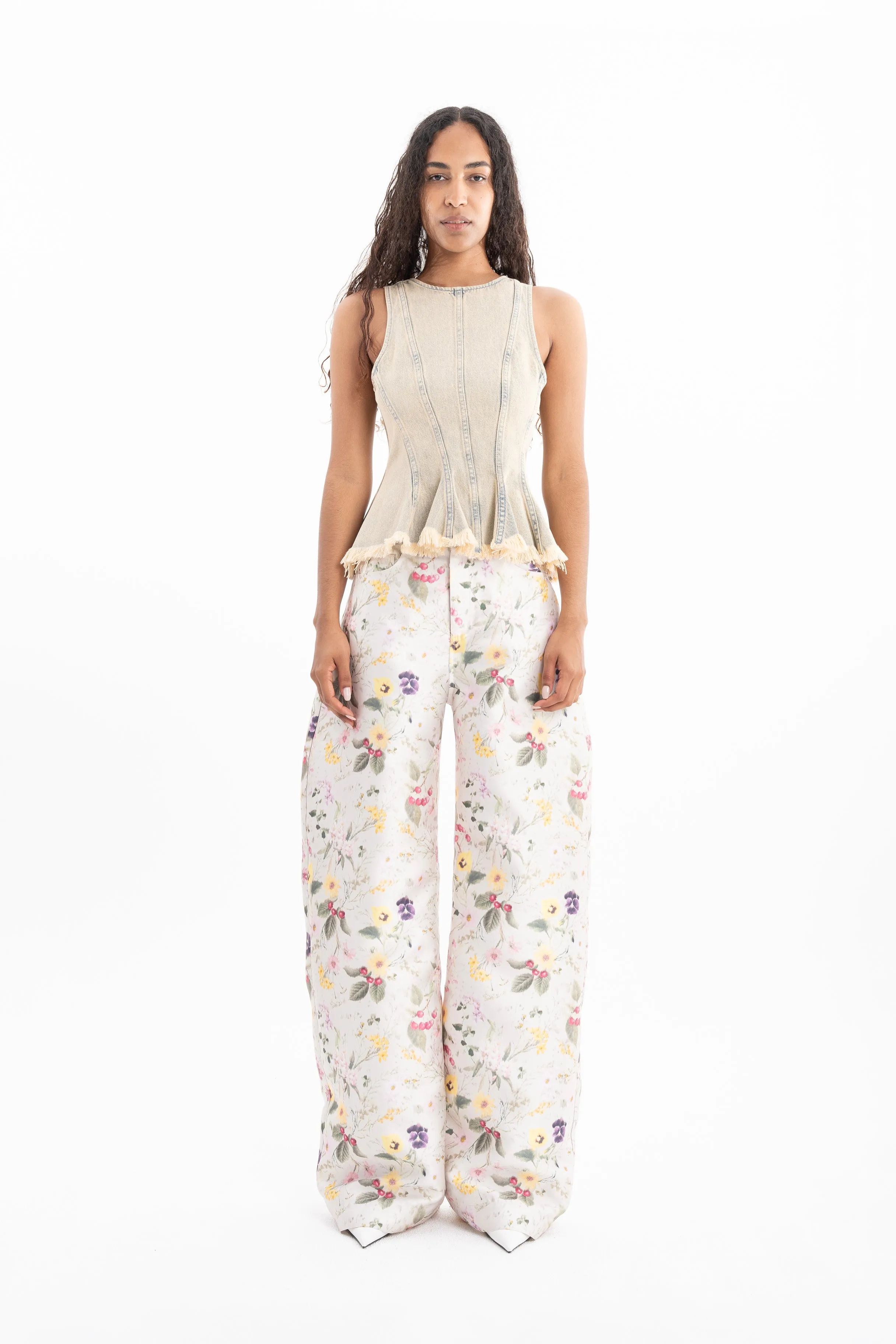 BEIGE OVERDYE DENIM TANK TOP WITH SEAMS sold by Marques ’ Almeida product image thumbnail 3
