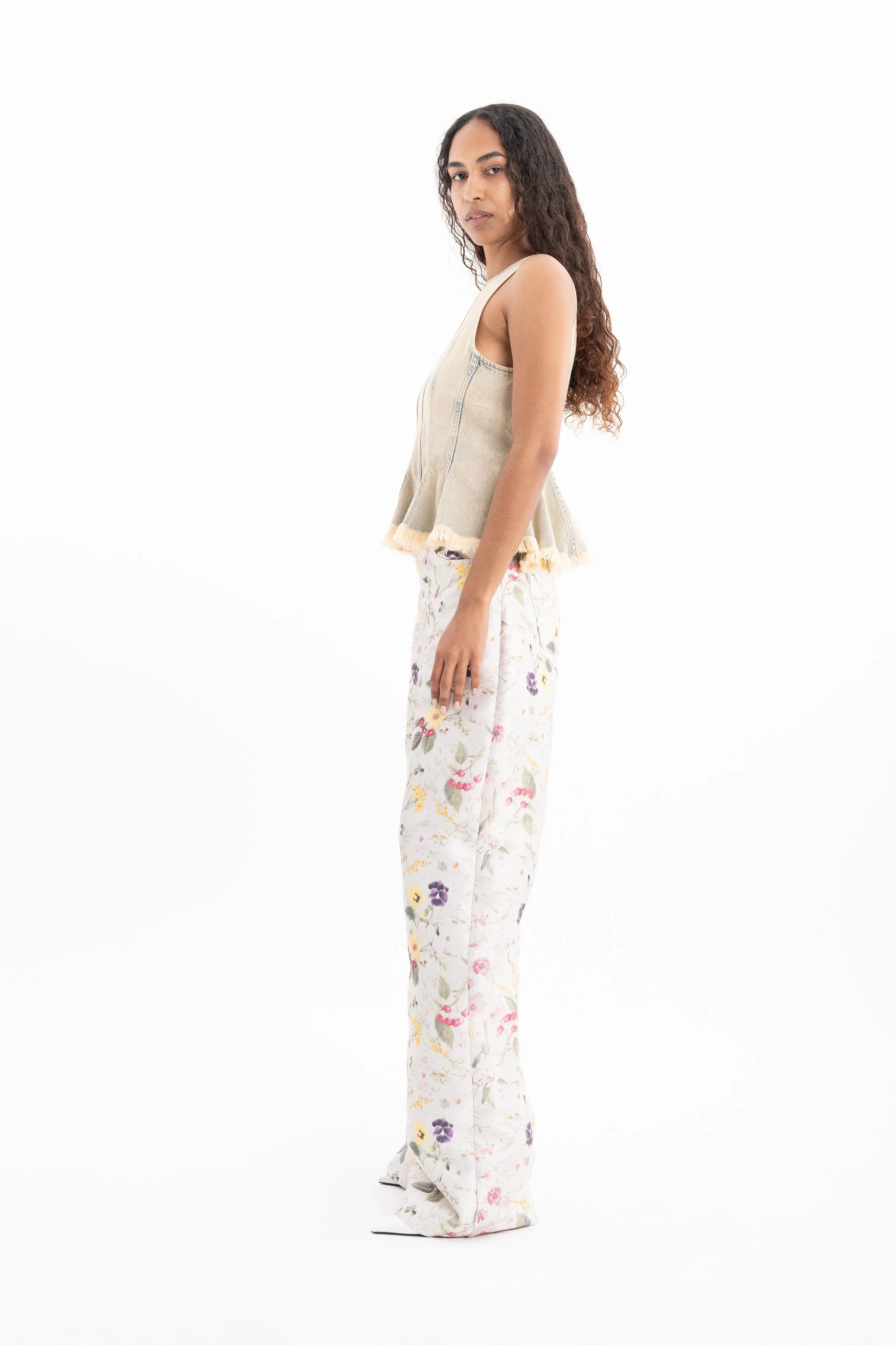 BEIGE OVERDYE DENIM TANK TOP WITH SEAMS sold by Marques ’ Almeida product image thumbnail 5