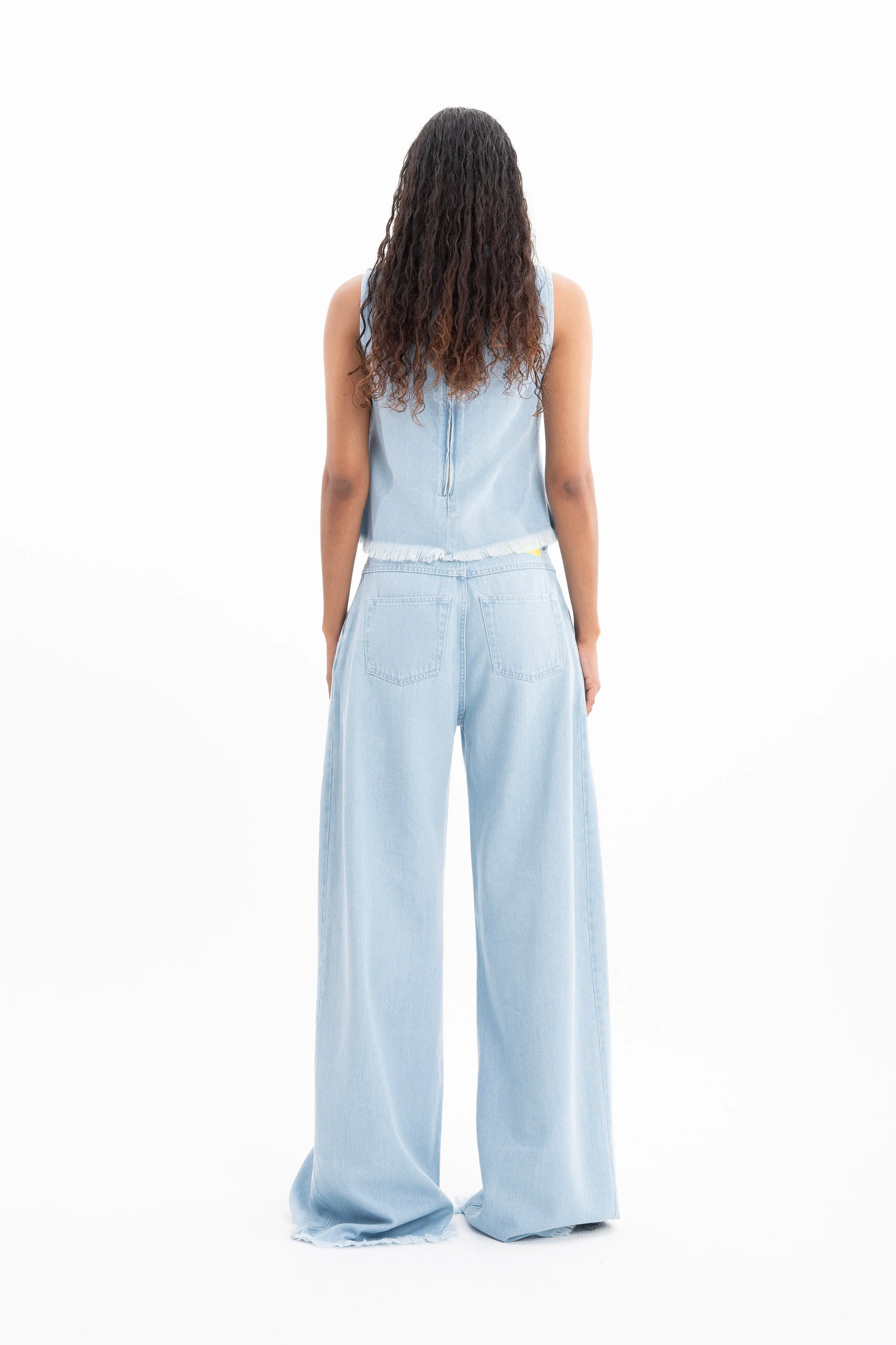DENIM SLEEVELESS TOP WITH FLOWER EMBROIDERY sold by Marques ’ Almeida product image thumbnail 2