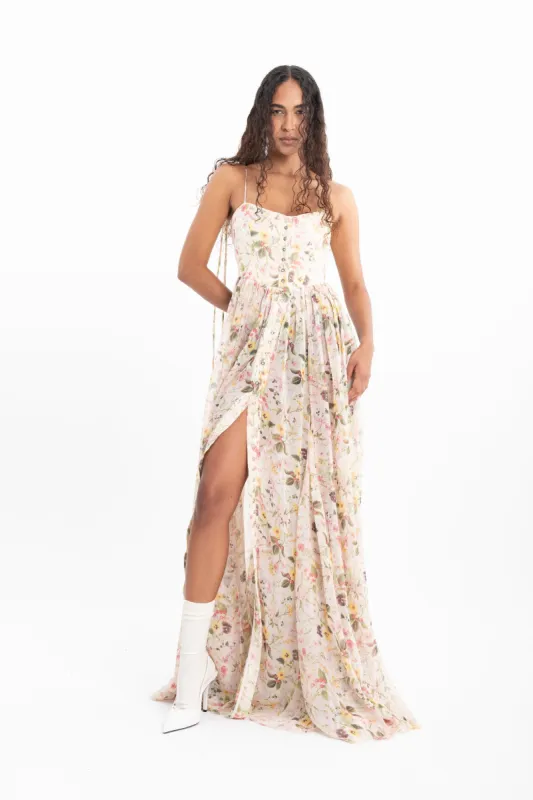 PRINTED CHIFFON STRAPPY DRESS made by Marques ’ Almeida