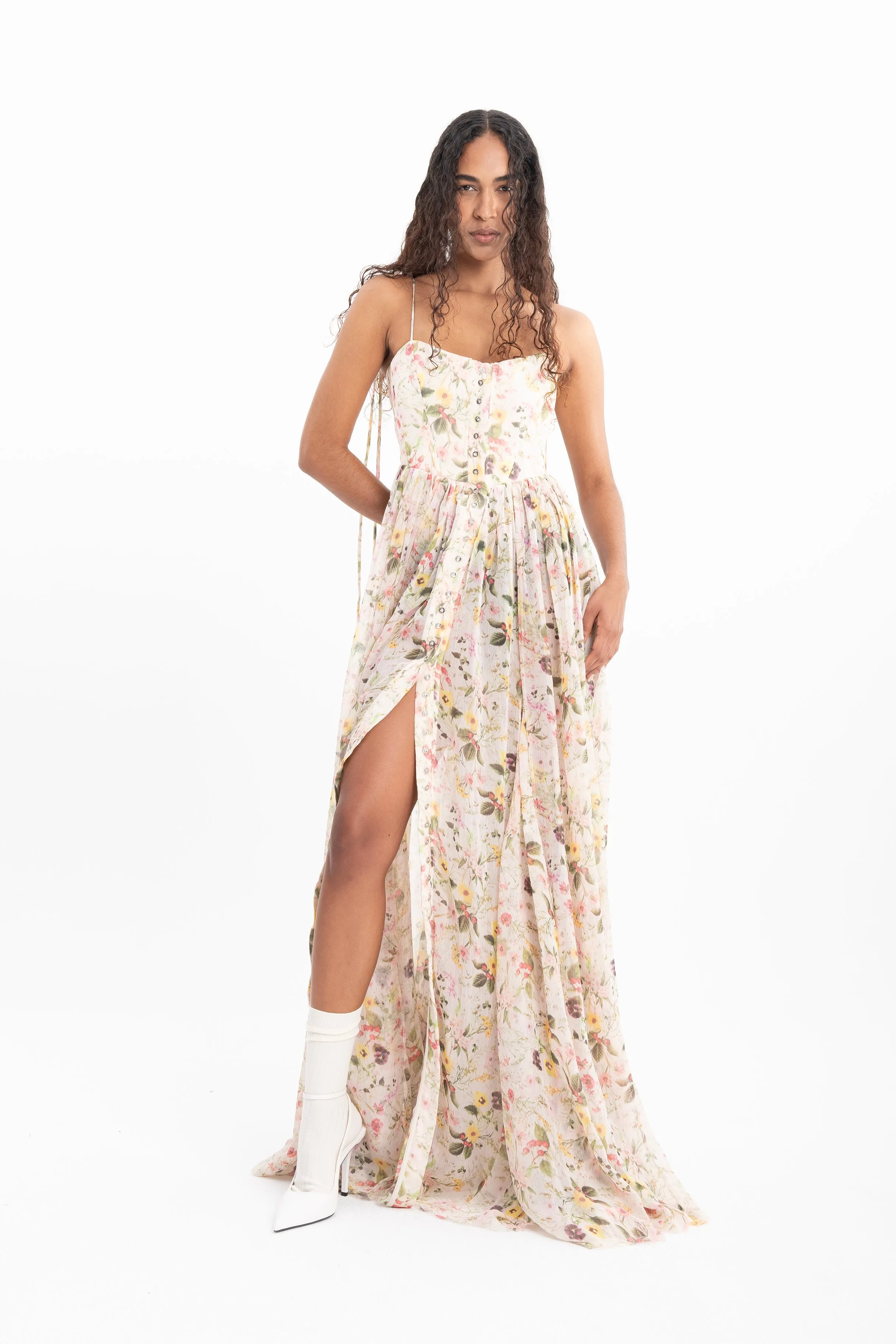 PRINTED CHIFFON STRAPPY DRESS sold by Marques ’ Almeida