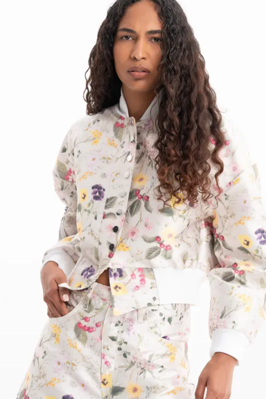 WHITE FLORAL CROPPED BOMBER JACKET sold by Marques ’ Almeida