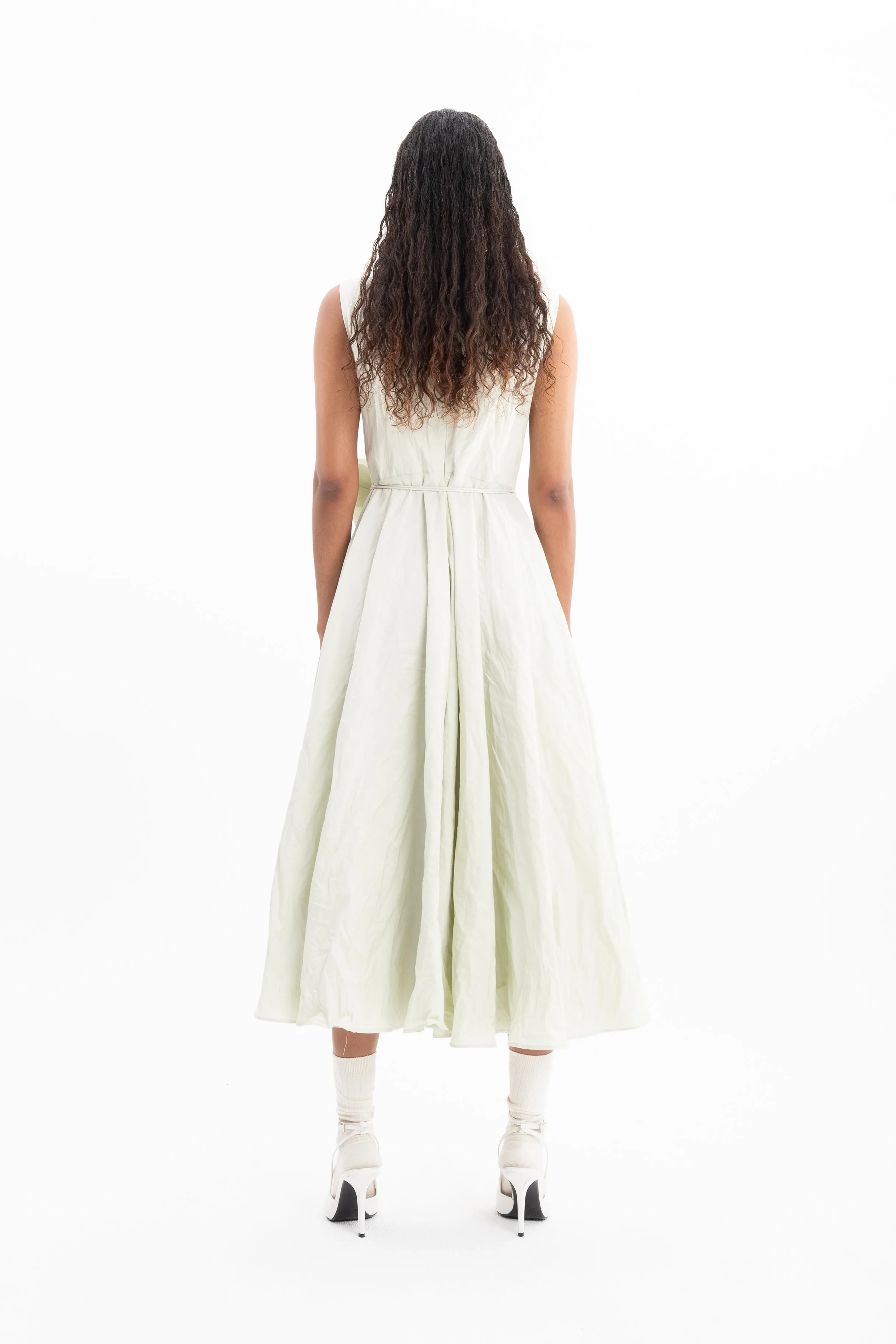 LIGHT GREEN WRINKLED COTTON SLEEVELESS MIDI DRESS sold by Marques ’ Almeida product image thumbnail 2