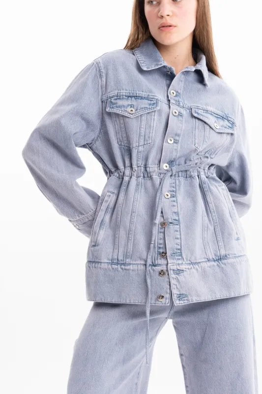 LILAC OVERDYE DENIM CINCHED JACKET sold by Marques ’ Almeida