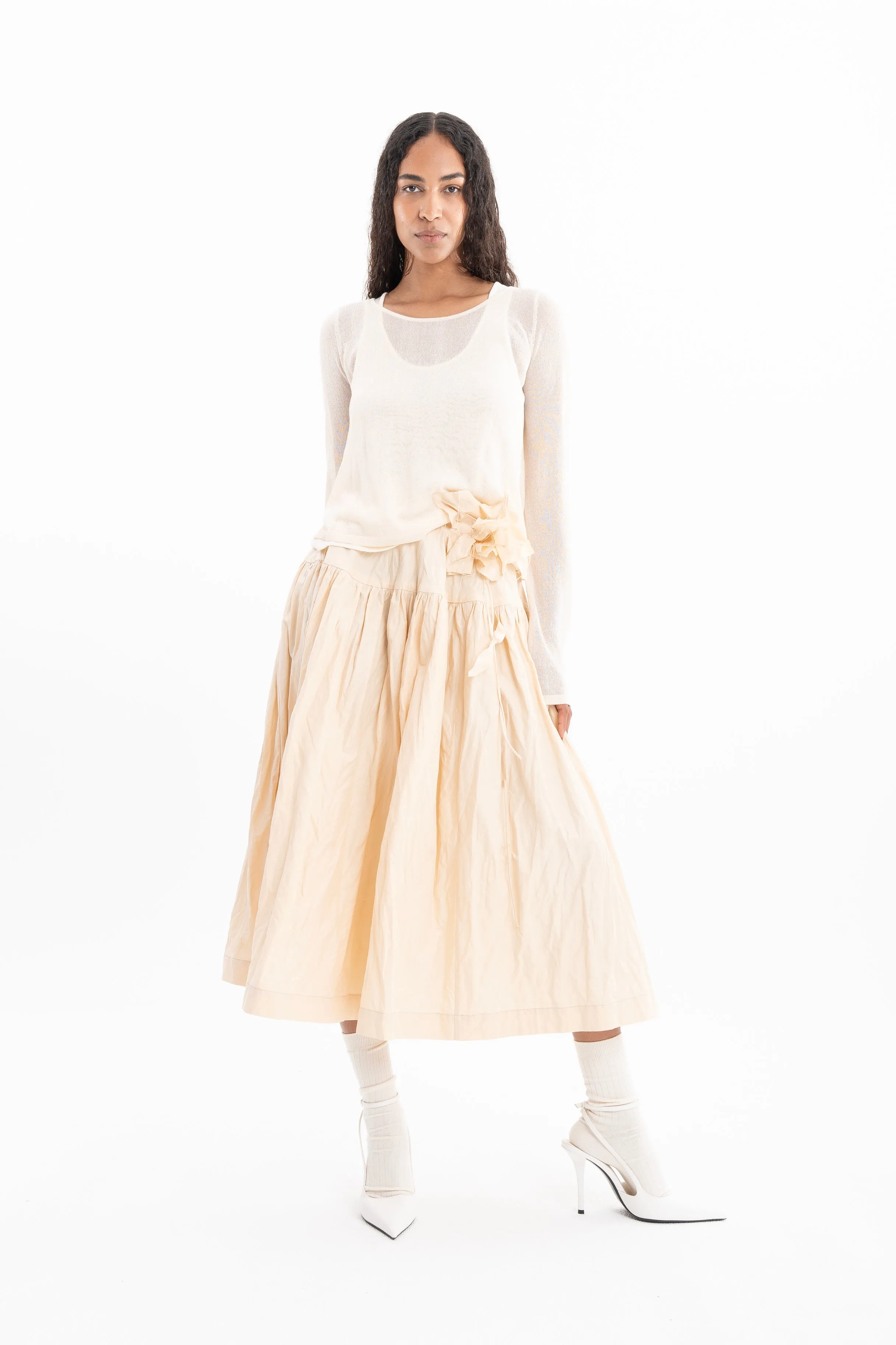 BEIGE WRINKLED COTTON MIDI SKIRT sold by Marques ’ Almeida product image thumbnail 5