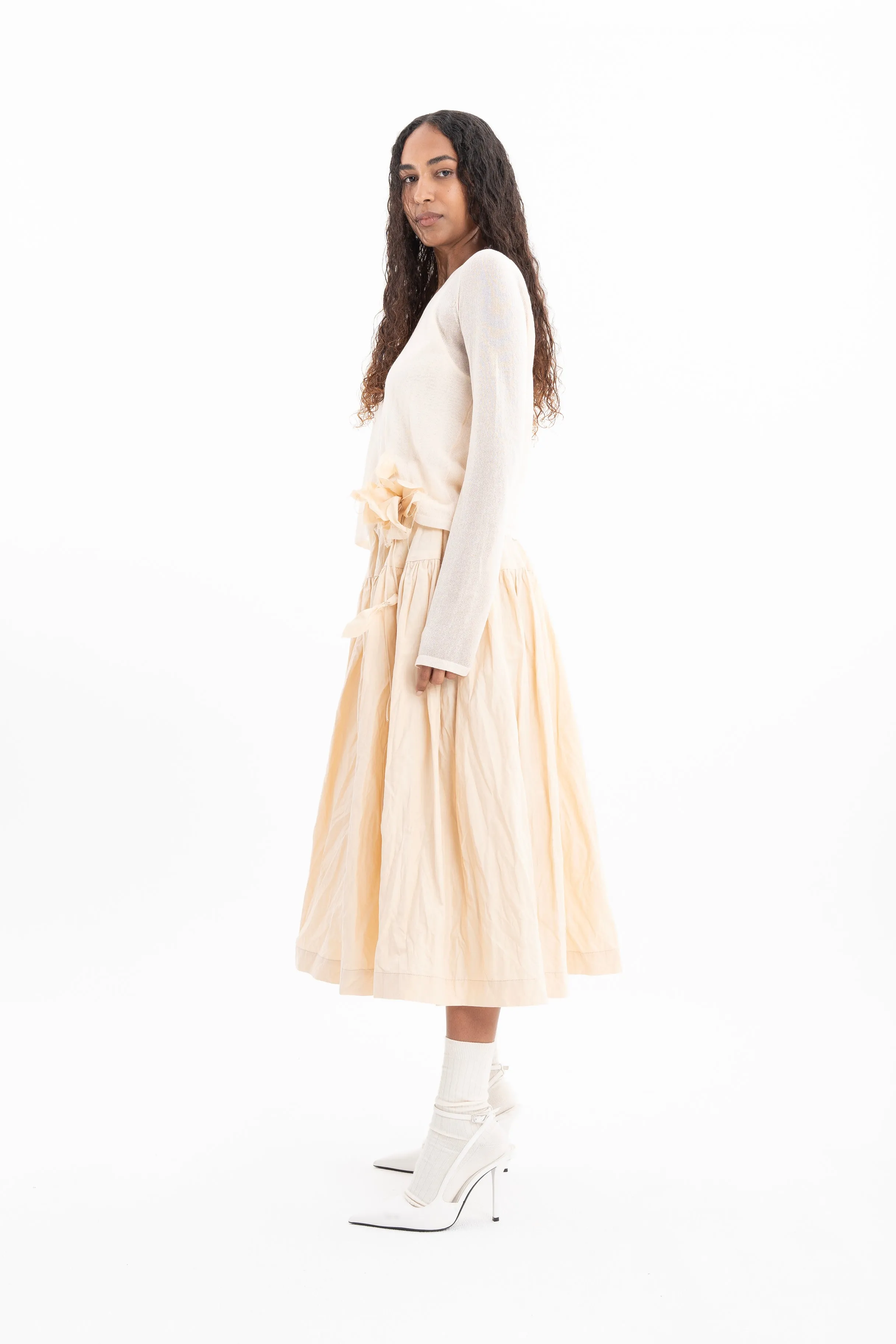BEIGE WRINKLED COTTON MIDI SKIRT sold by Marques ’ Almeida product image thumbnail 4