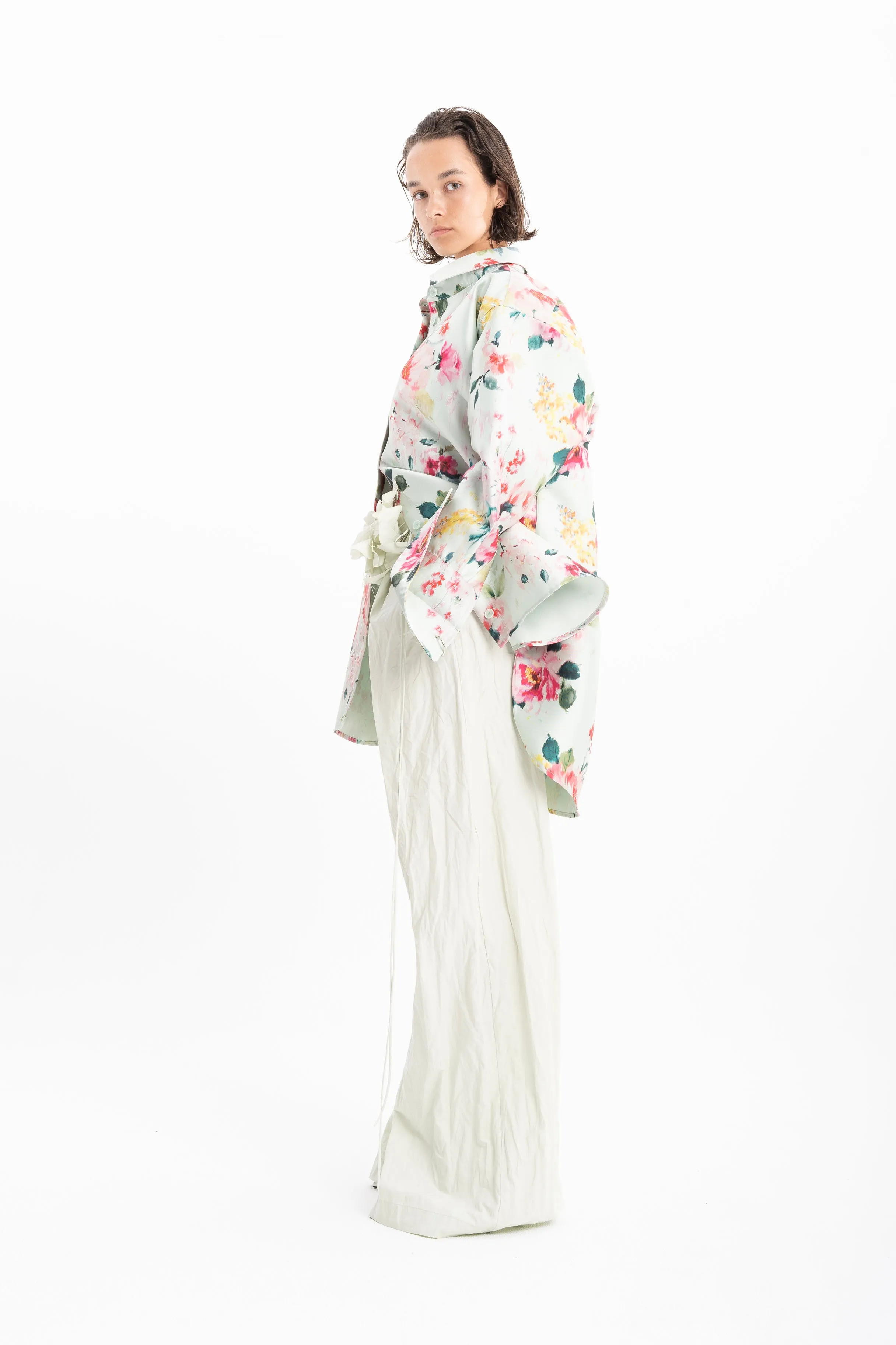 LIGHT GREEN PRINTED HEAVY SATIN OVERSIZE SHIRT sold by Marques ’ Almeida product image thumbnail 5