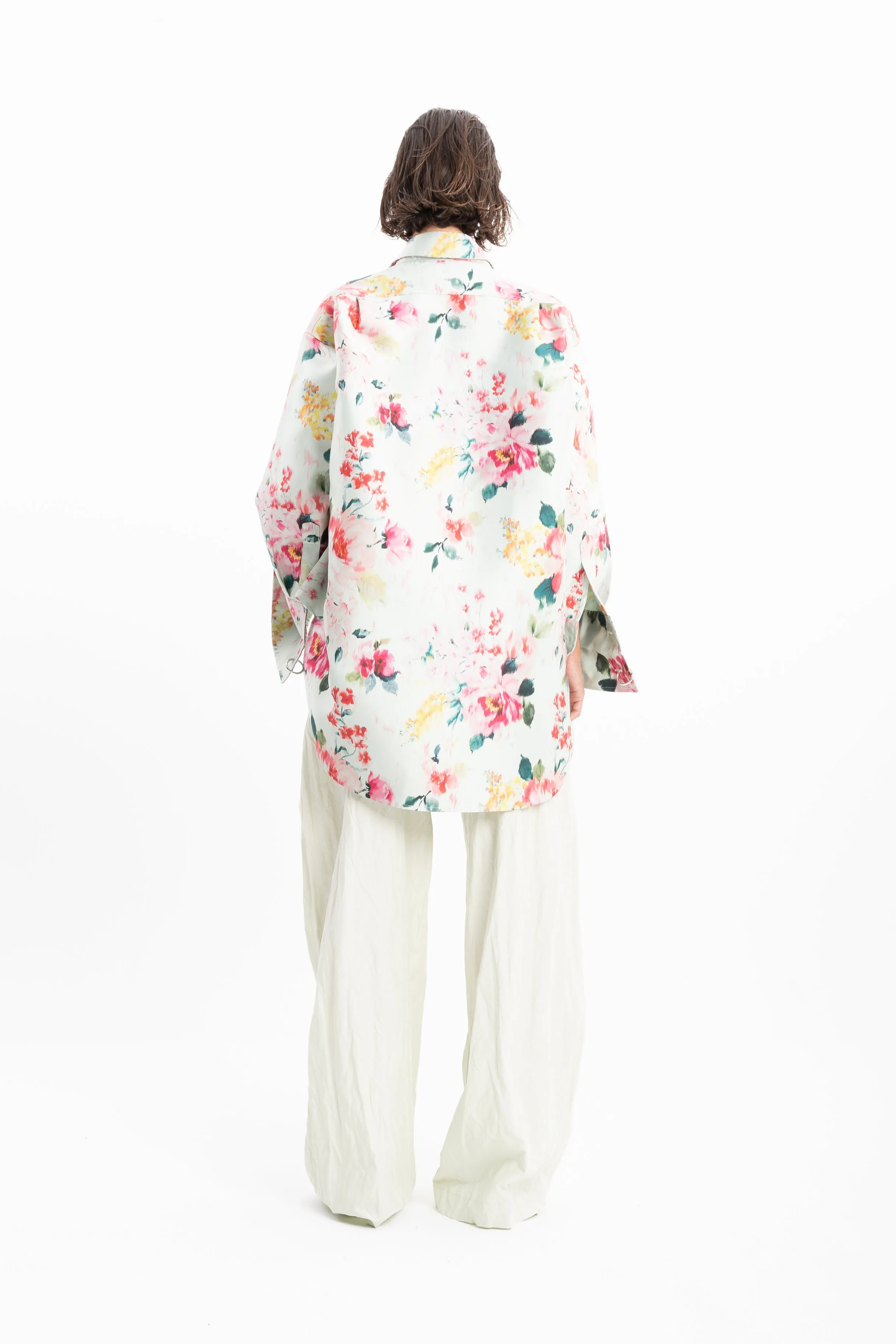 LIGHT GREEN PRINTED HEAVY SATIN OVERSIZE SHIRT sold by Marques ’ Almeida product image thumbnail 2