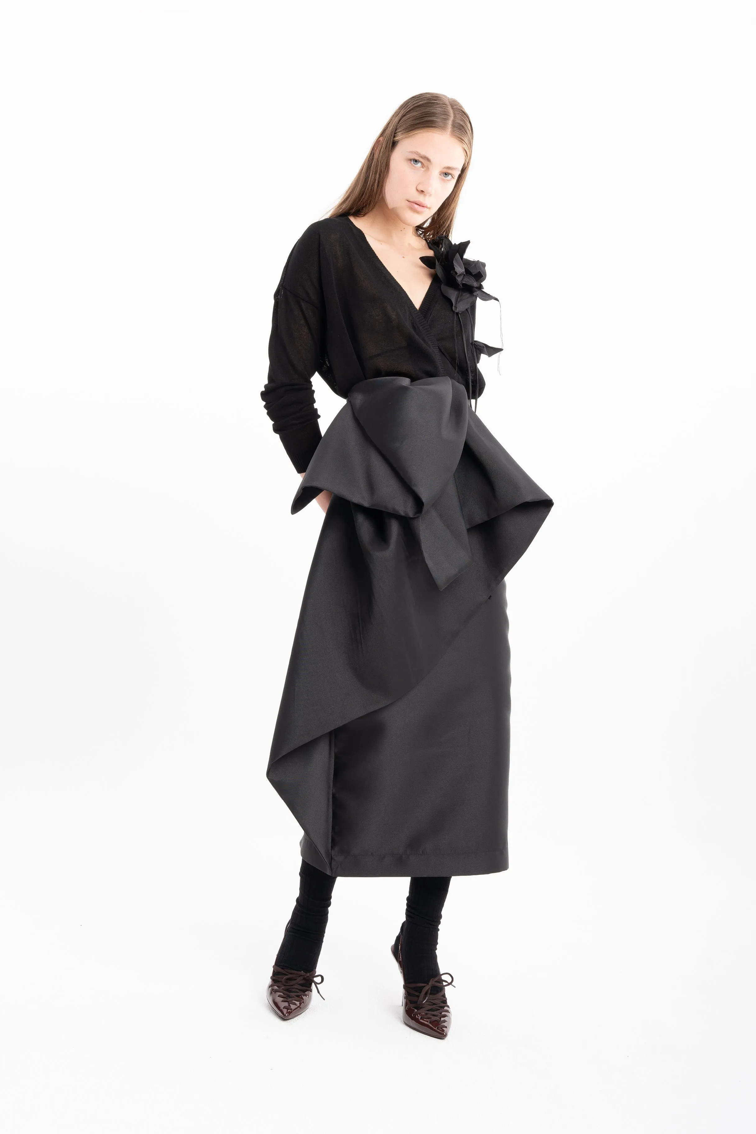 BLACK PENCIL SKIRT WITH SIDE AND FRONT DRAPE sold by Marques ’ Almeida product image thumbnail 5