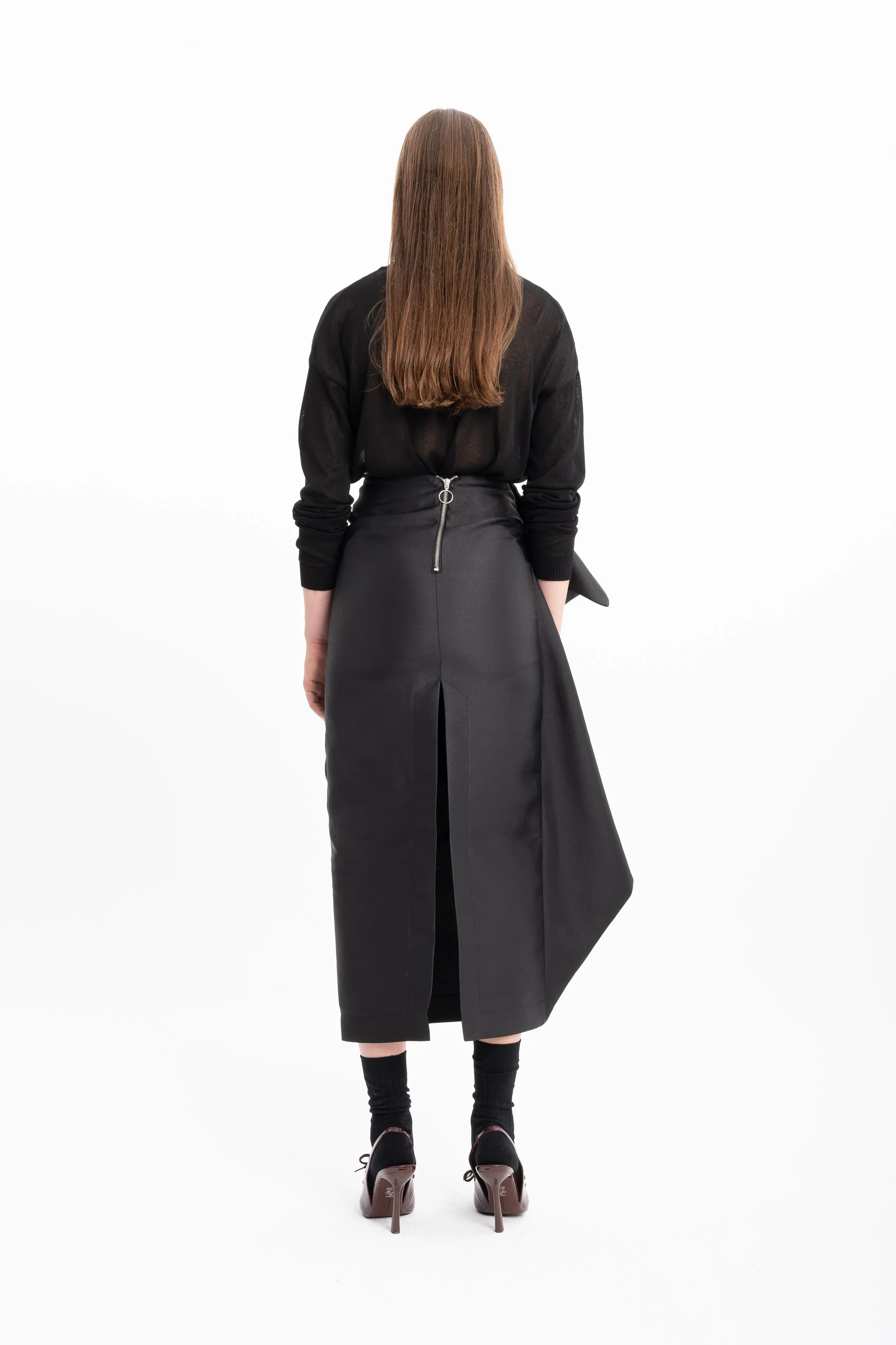 BLACK PENCIL SKIRT WITH SIDE AND FRONT DRAPE sold by Marques ’ Almeida product image thumbnail 2