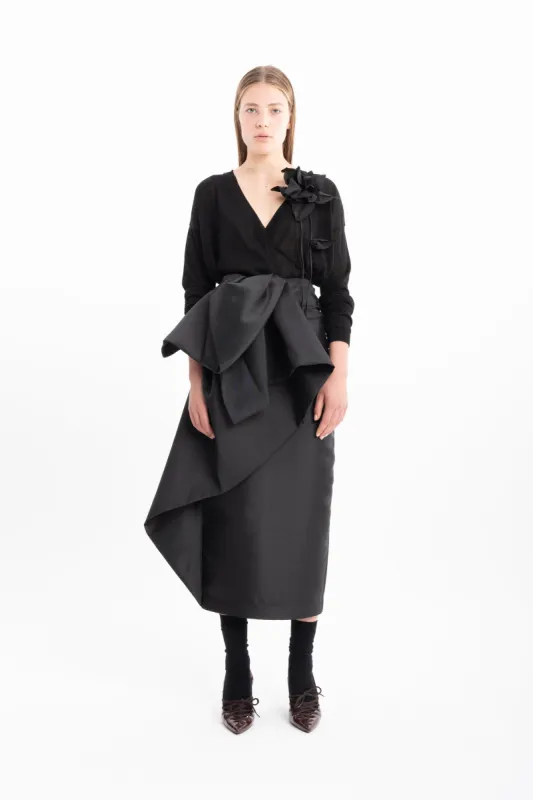 BLACK PENCIL SKIRT WITH SIDE AND FRONT DRAPE sold by Marques ’ Almeida