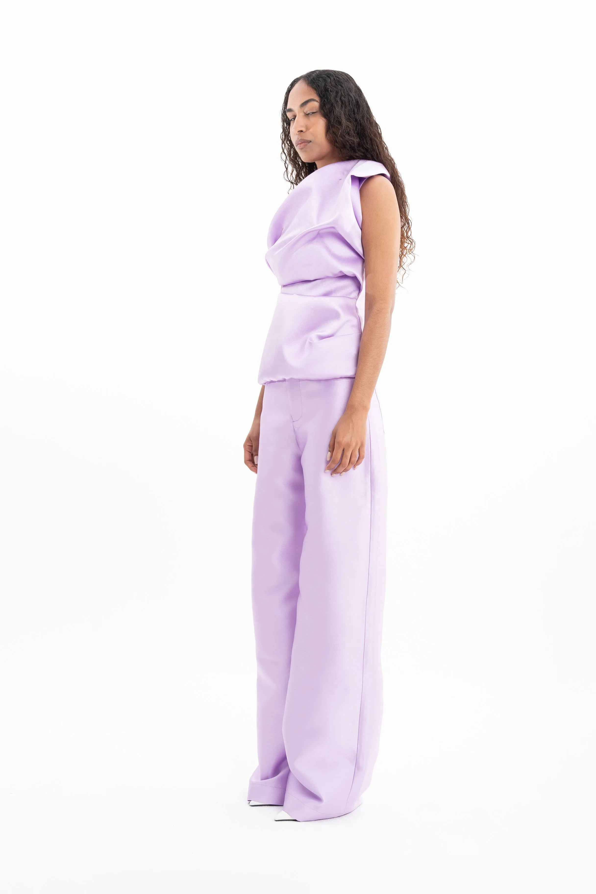 LILAC MIKADO SLEEVELESS DRAPED TOP sold by Marques ’ Almeida product image thumbnail 4
