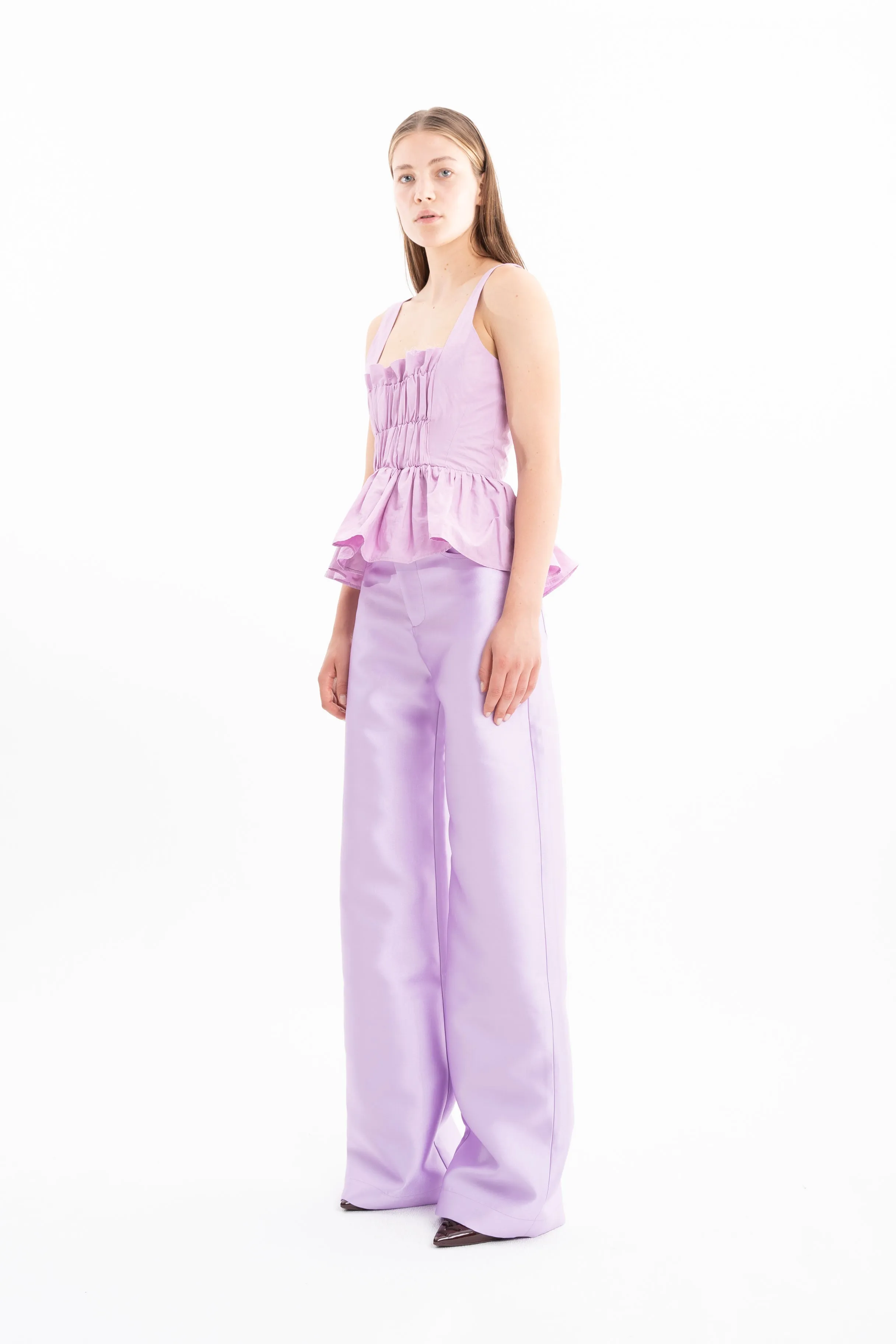 LILAC WRINKLED COTTON GATHERED TOP sold by Marques ’ Almeida product image thumbnail 4