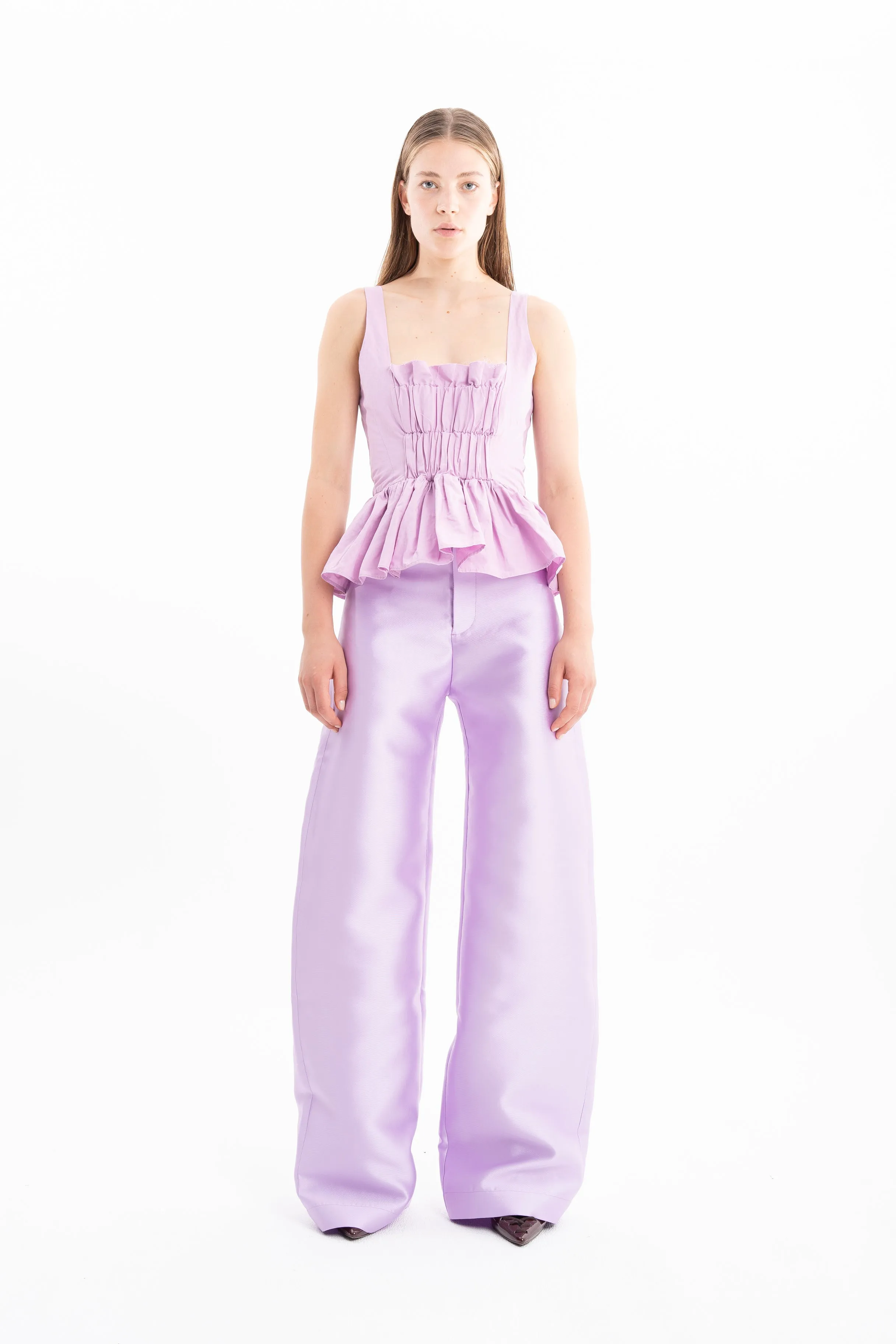 LILAC WRINKLED COTTON GATHERED TOP sold by Marques ’ Almeida product image thumbnail 3