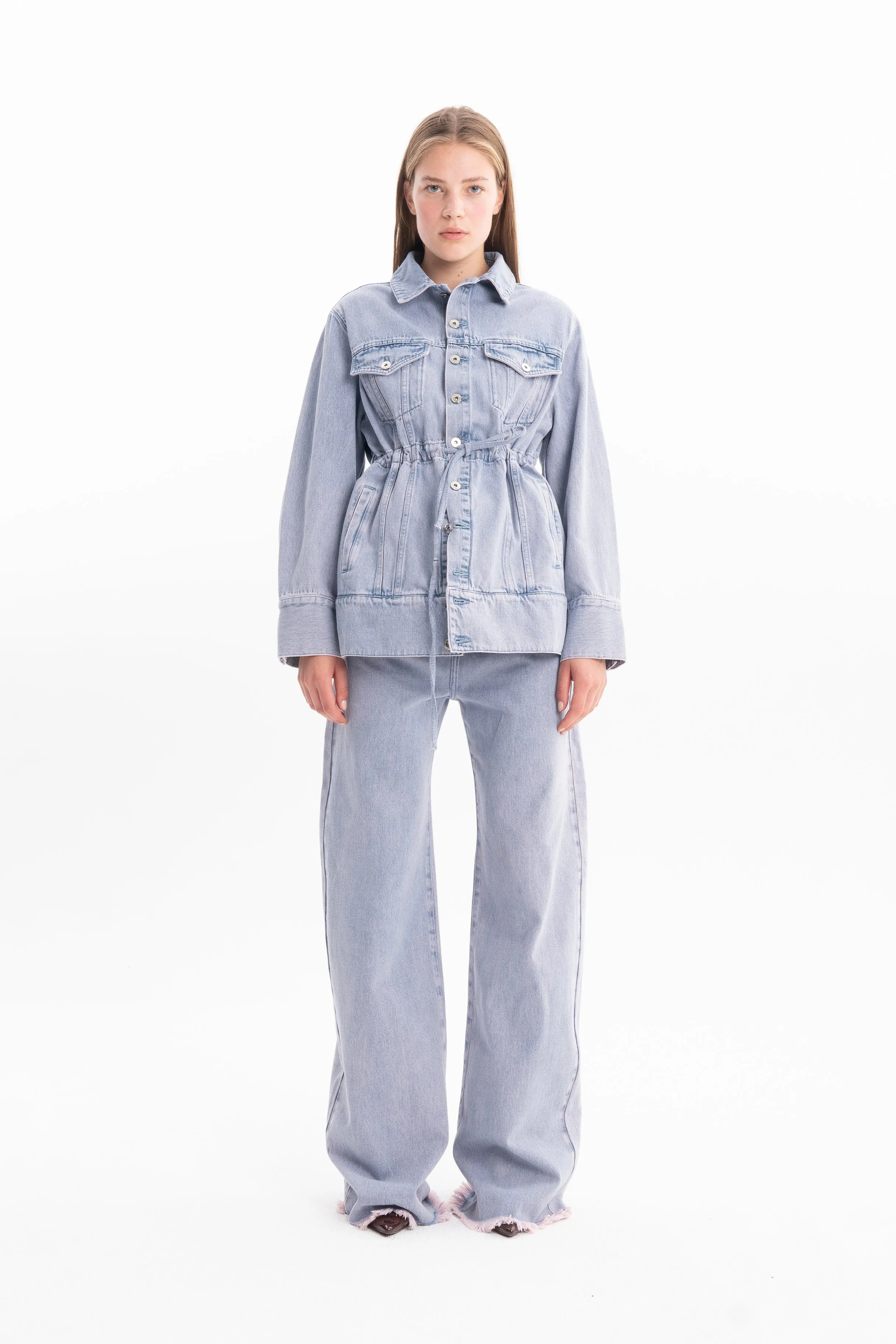 LILAC OVERDYE DENIM BOYFRIEND TROUSERS sold by Marques ’ Almeida