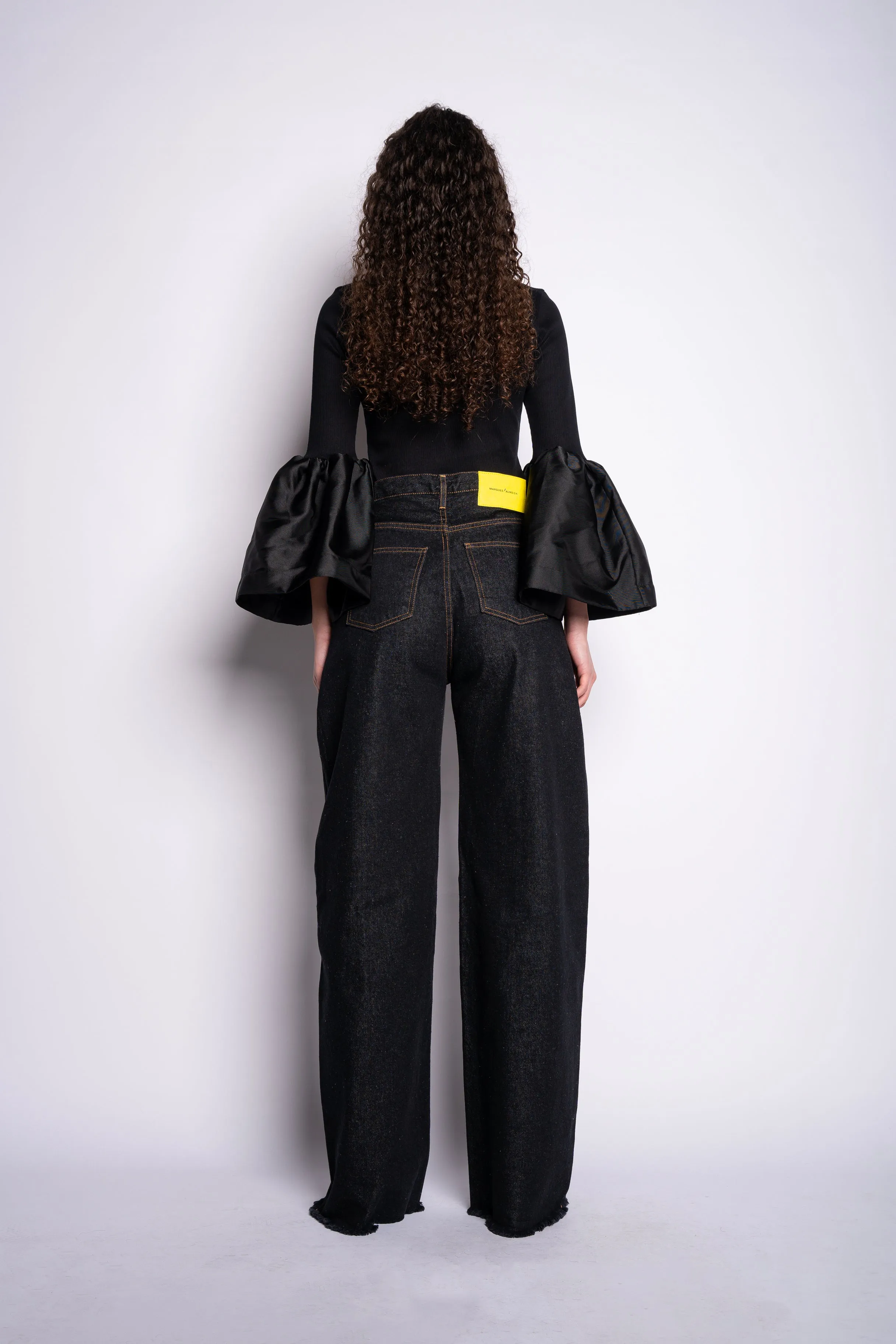 BLACK DENIM PATCH POCKET BOYFRIEND JEANS sold by Marques ’ Almeida product image thumbnail 2