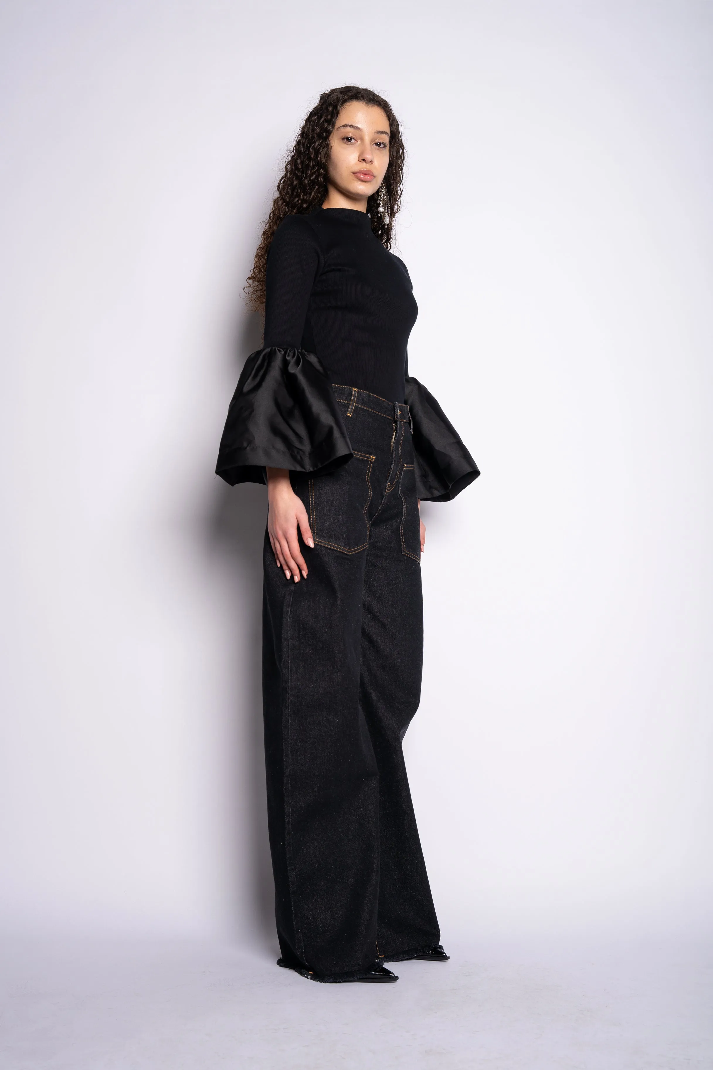 BLACK DENIM PATCH POCKET BOYFRIEND JEANS sold by Marques ’ Almeida product image thumbnail 4