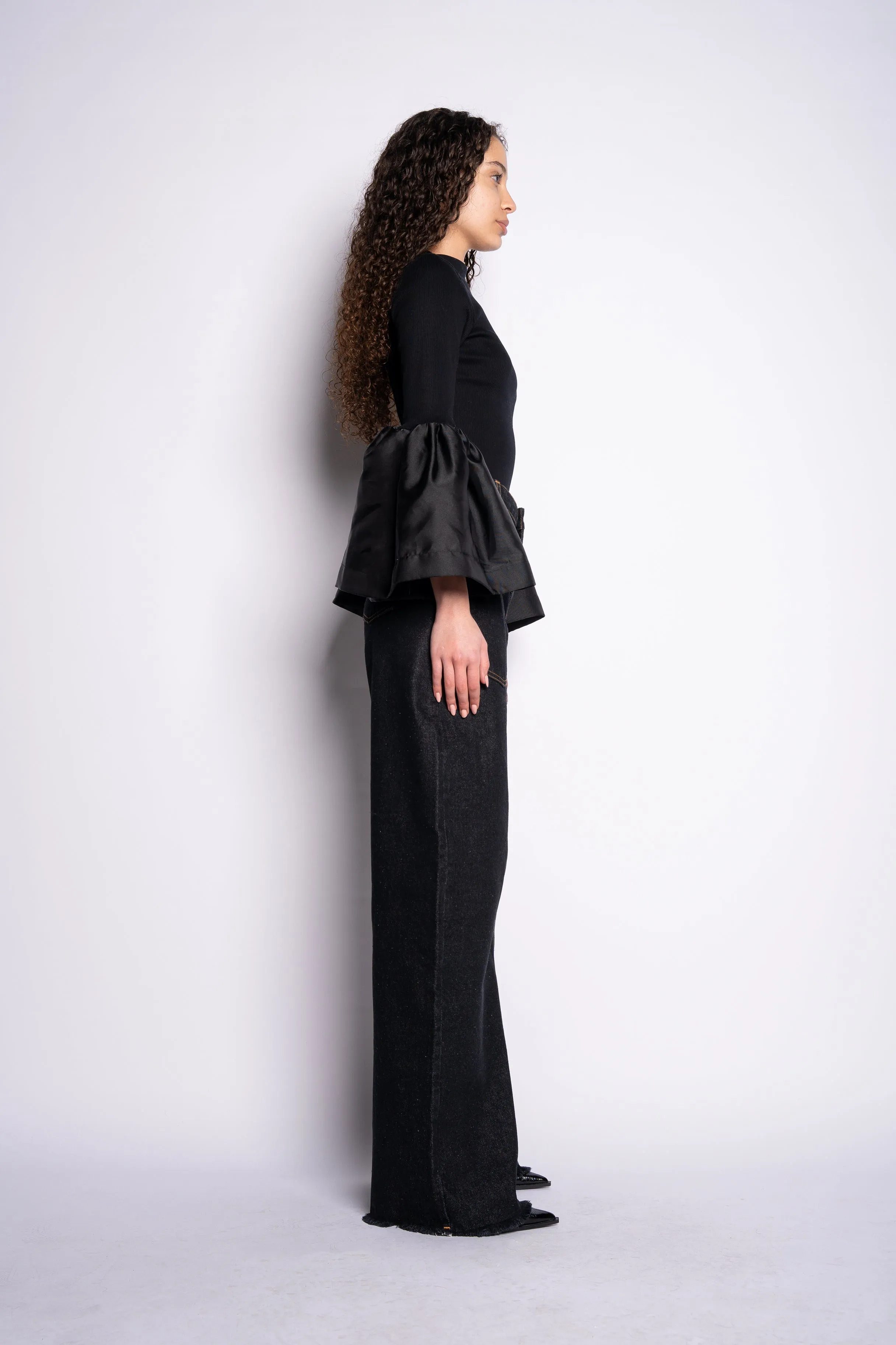 BLACK DENIM PATCH POCKET BOYFRIEND JEANS sold by Marques ’ Almeida product image thumbnail 3