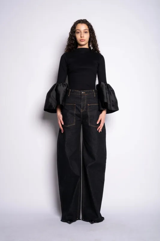 BLACK DENIM PATCH POCKET BOYFRIEND JEANS made by Marques ’ Almeida