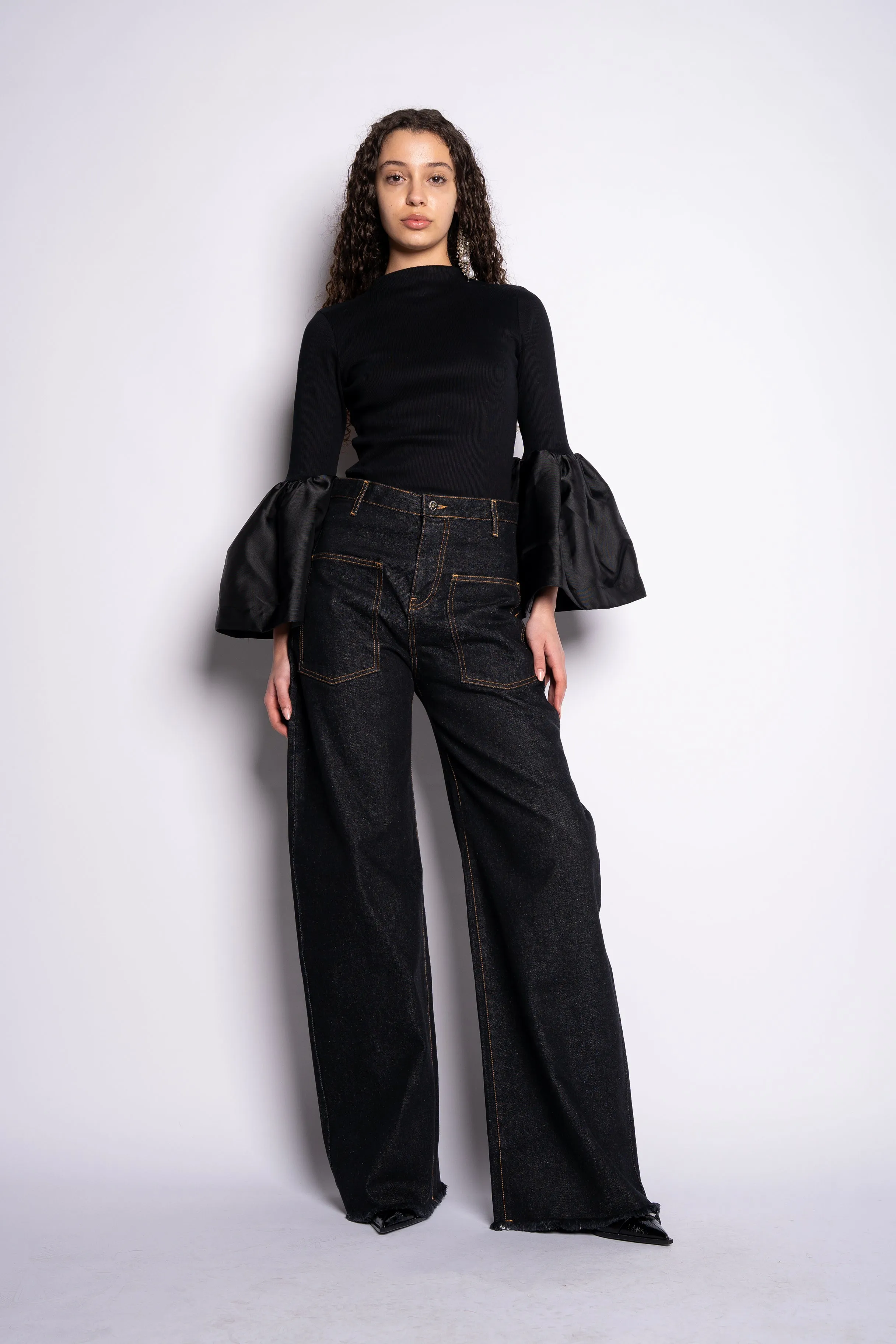 BLACK DENIM PATCH POCKET BOYFRIEND JEANS sold by Marques ’ Almeida product image thumbnail 5
