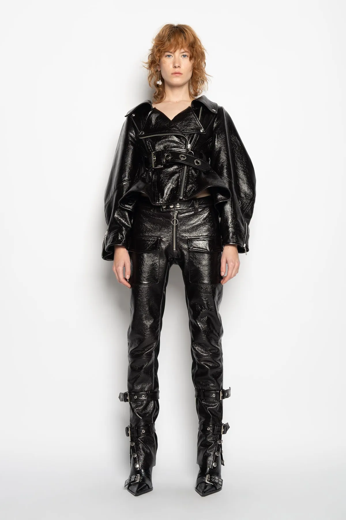 BLACK POINTY NECK LEATHER JACKET sold by Marques ’ Almeida product image thumbnail 3