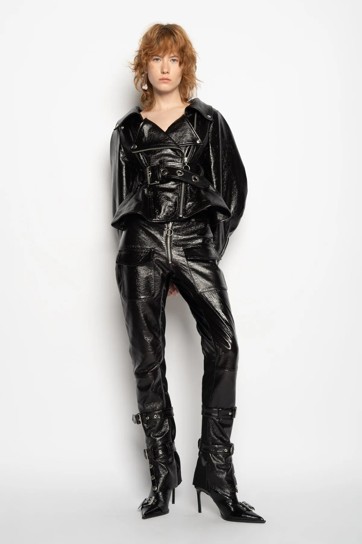 BLACK POINTY NECK LEATHER JACKET sold by Marques ’ Almeida product image thumbnail 5