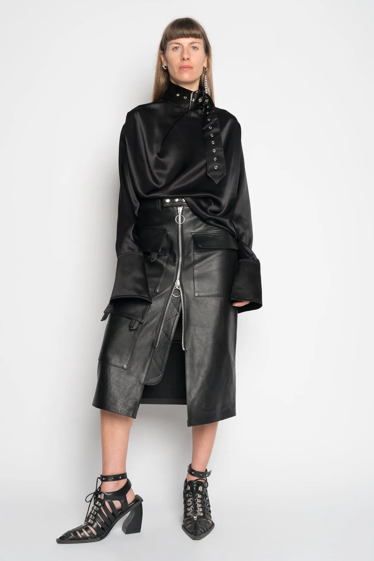 BLACK MIDI LEATHER SKIRT sold by Marques ’ Almeida product image thumbnail 4