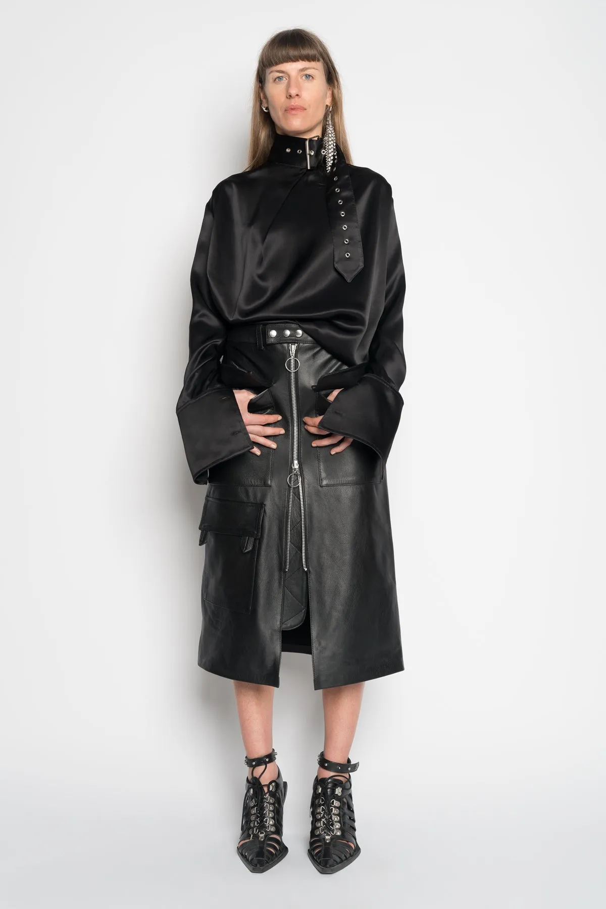 BLACK MIDI LEATHER SKIRT sold by Marques ’ Almeida
