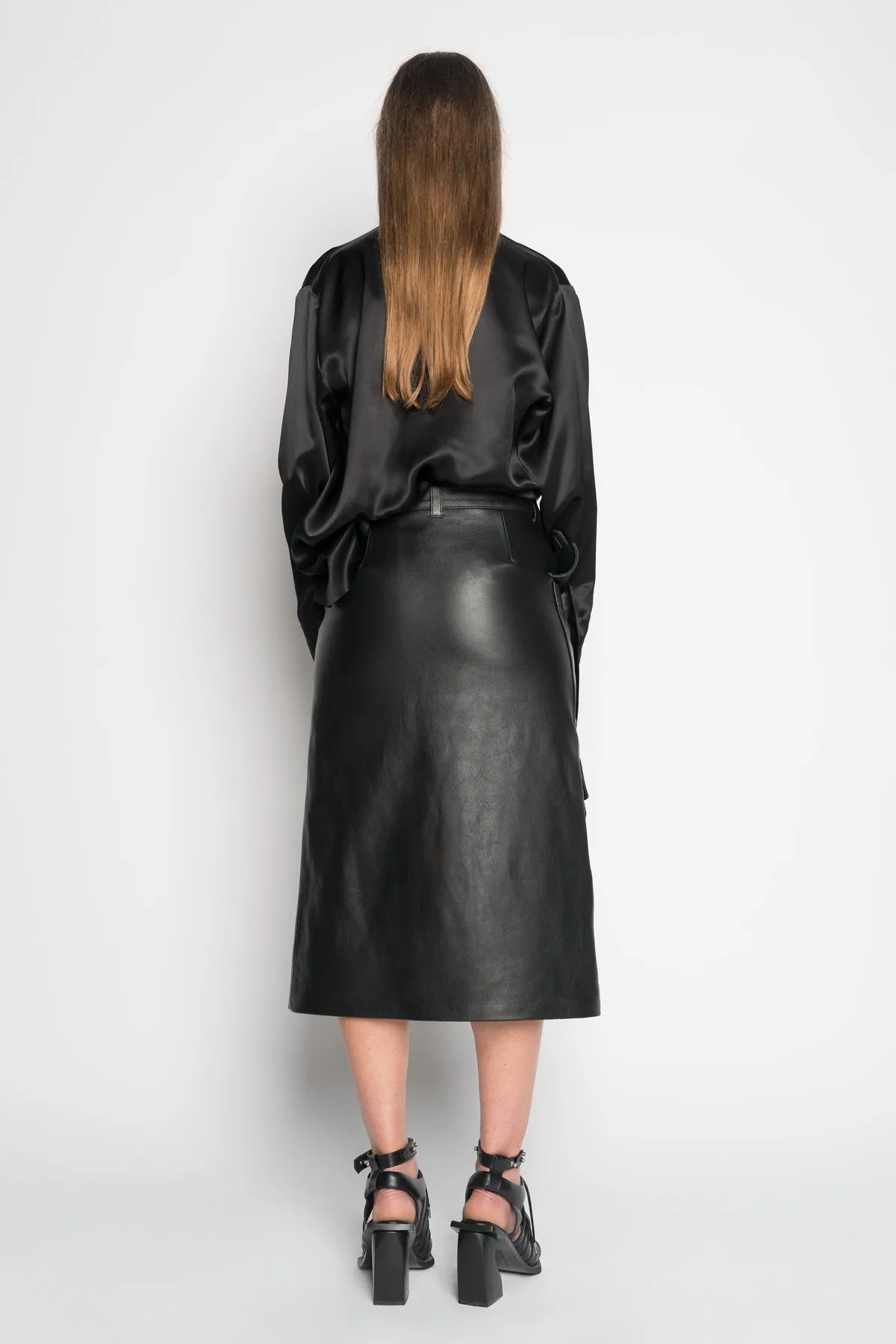BLACK MIDI LEATHER SKIRT sold by Marques ’ Almeida product image thumbnail 2