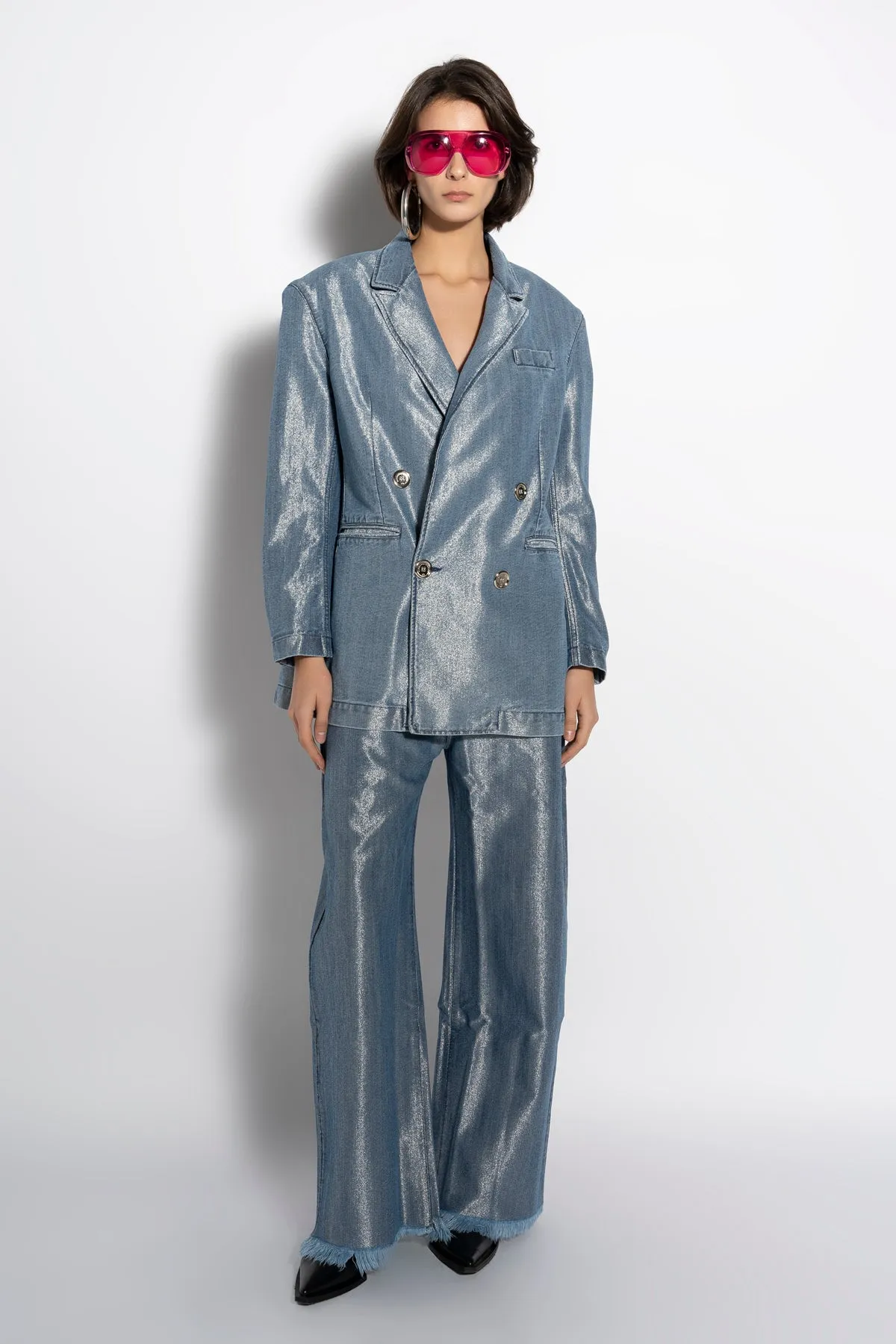 BLUE LUREX OVERSIZED BLAZER sold by Marques ’ Almeida product image thumbnail 4