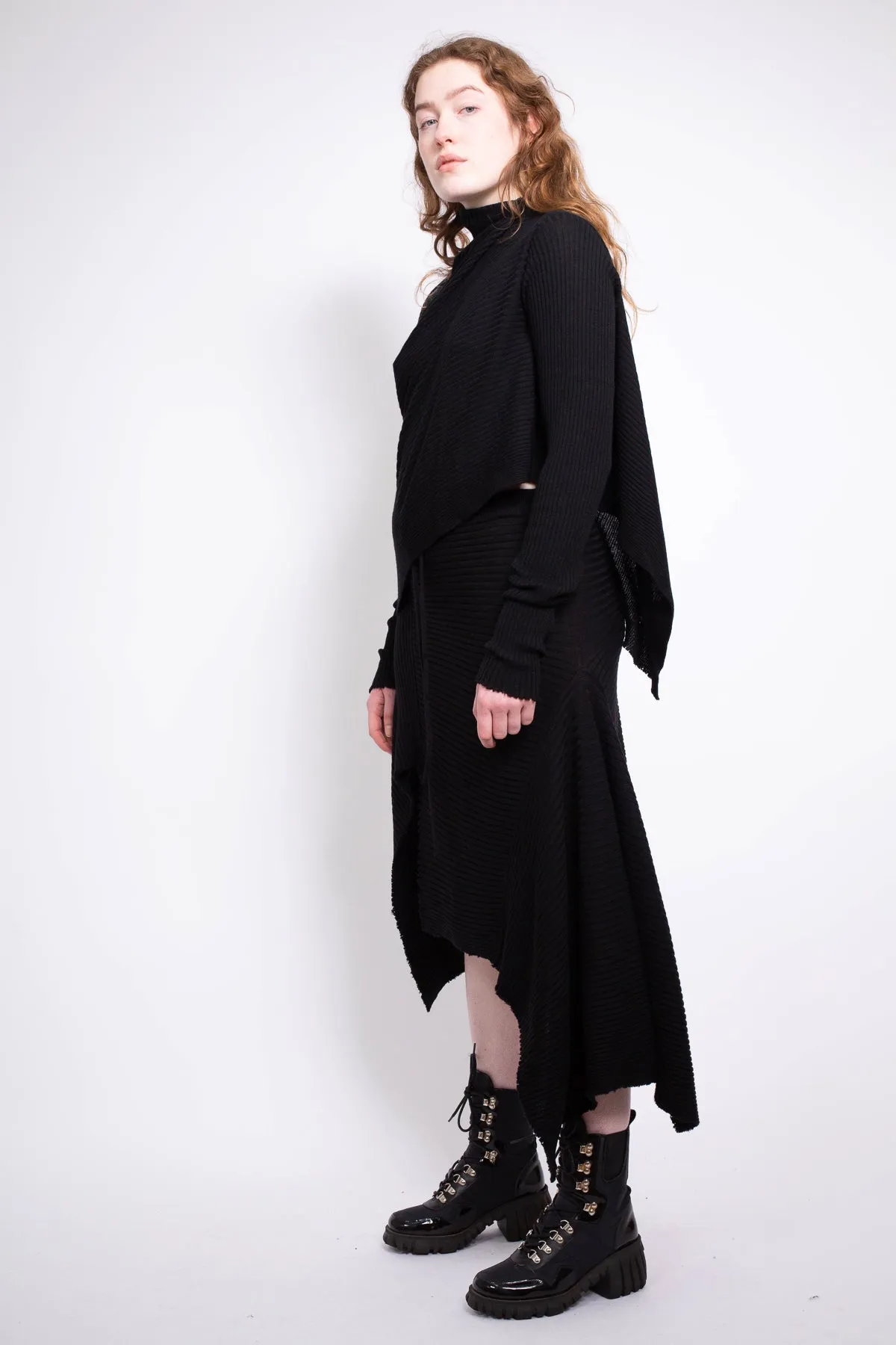BLACK DRAPED MERINO KNIT SKIRT sold by Marques ’ Almeida product image thumbnail 5